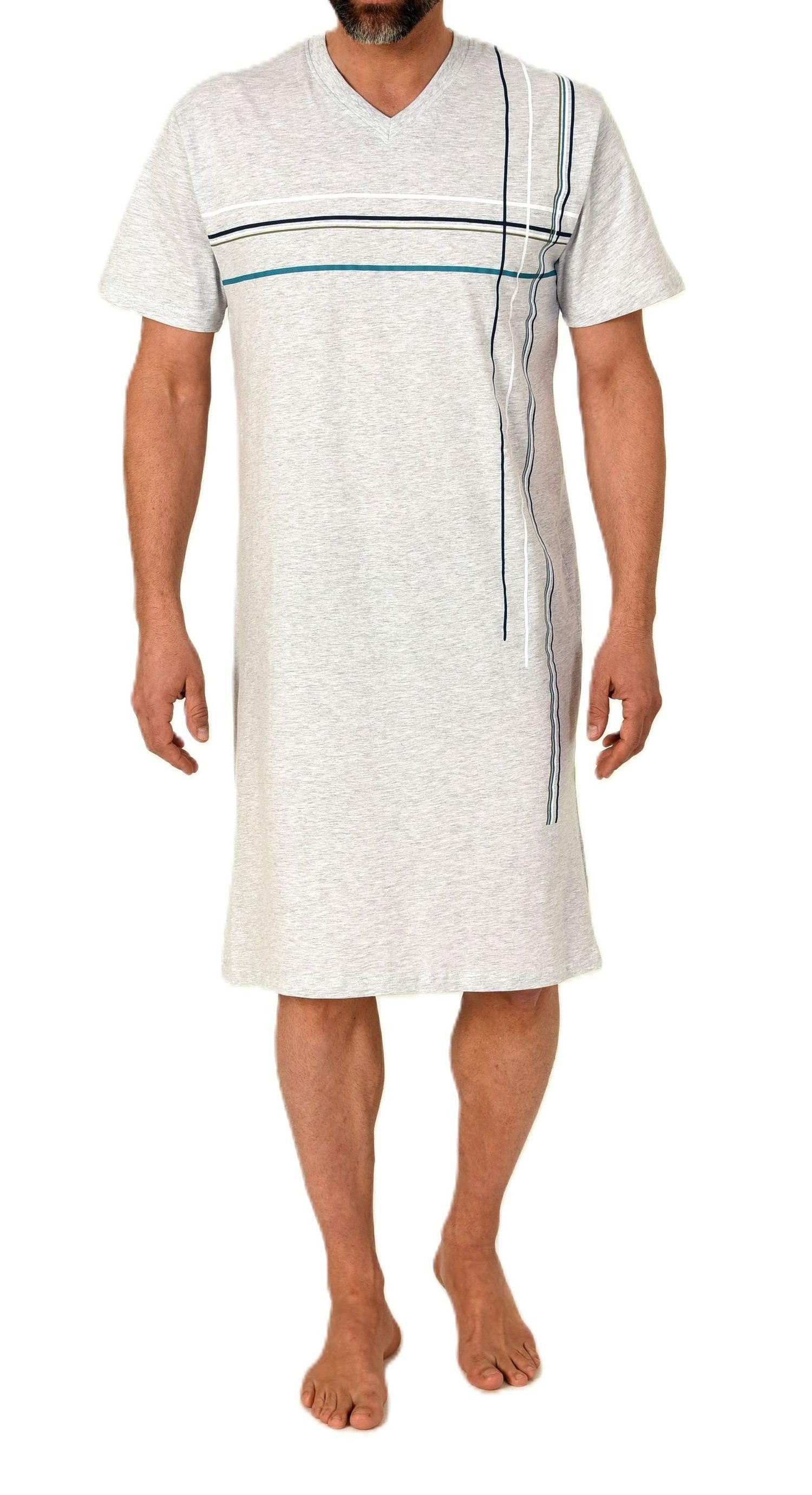 Normann Pyjama Normann Herren kurzarm Nachthemd mit eleganten Frontprint