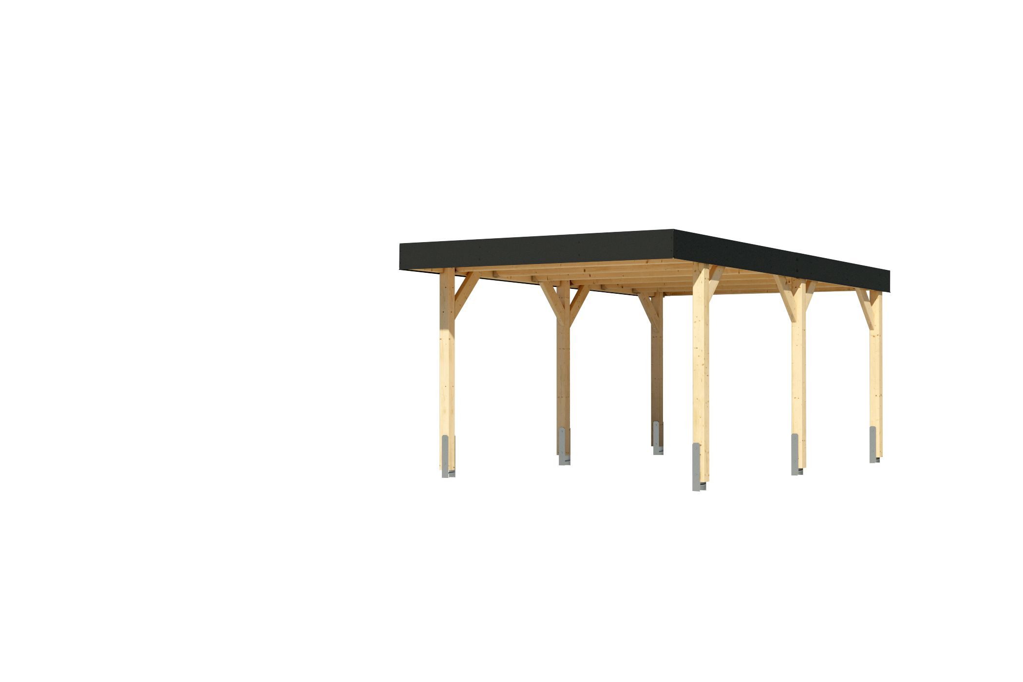 Karibu Doppelcarport Carport Leimholz mit 1 oder 2 Stellplätzen opt. mit Lamellenwänden, (1 Stück, 1 St., Carport Leimholz mit 1 Stellplatz), massive Pfosten 12x12 cm