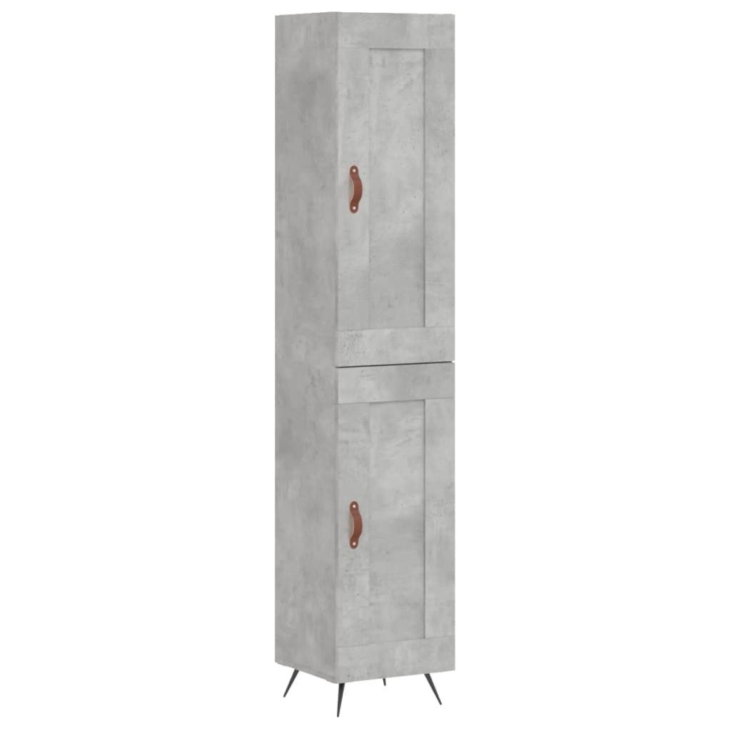 furnicato Highboard mit Sideboard 34,5x34x180 cm Betongrau aus Holzwerkstoff und (1 St), Stabiler Beistellschrank mit viel Stauraum und feuchtfester Fläche