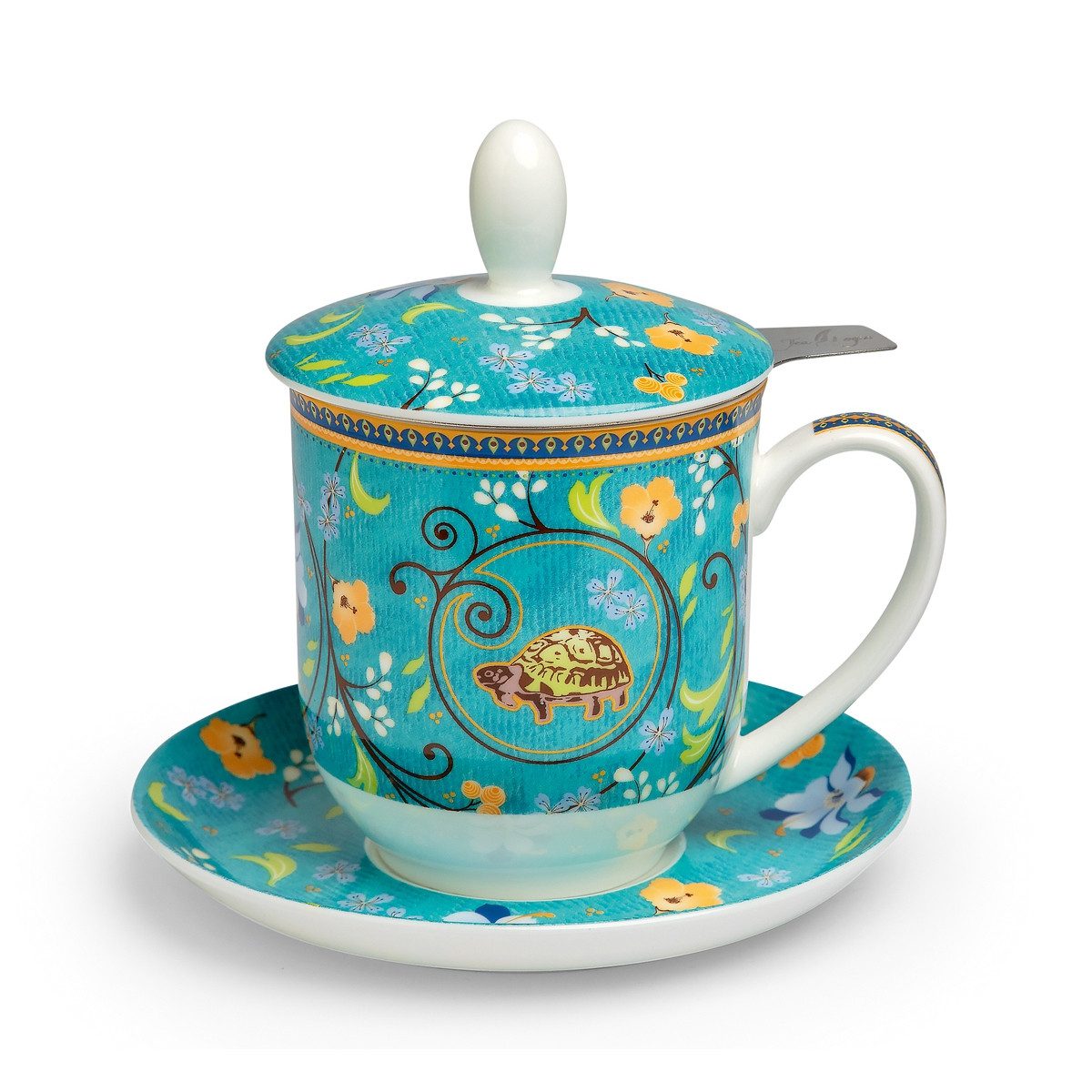 TeaLogic Tasse Clara mit Untertasse, Teesieb, Deckel Fine Bone China 0,35 L, 1-tlg., 4-tlg.