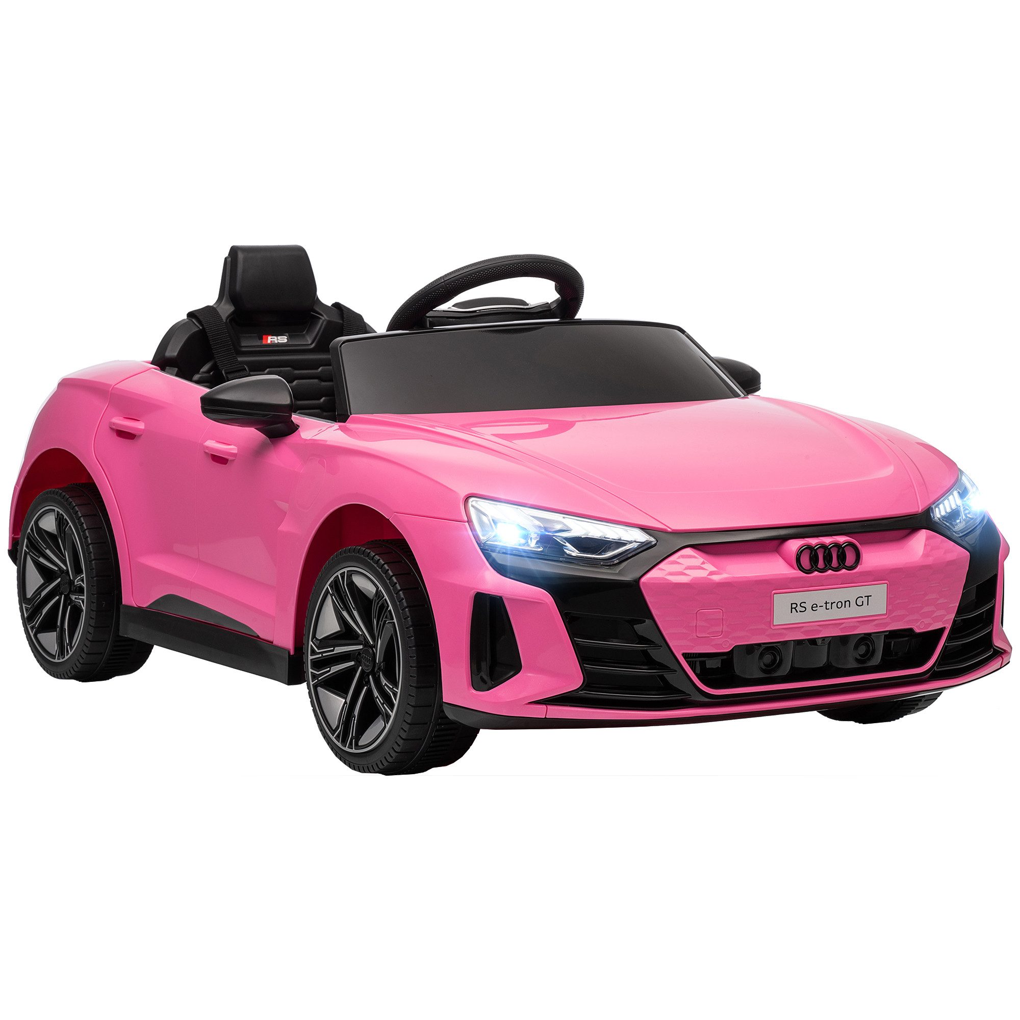 HOMCOM Elektro-Kinderauto 12V Kinderauto mit 2,4 GHz Fernbedienung, 2 Motor, Belastbarkeit 25 kg, (1-tlg), mit 4 gefederten Rädern, Hupe, Scheinwerfer, Musik, Sanftstart