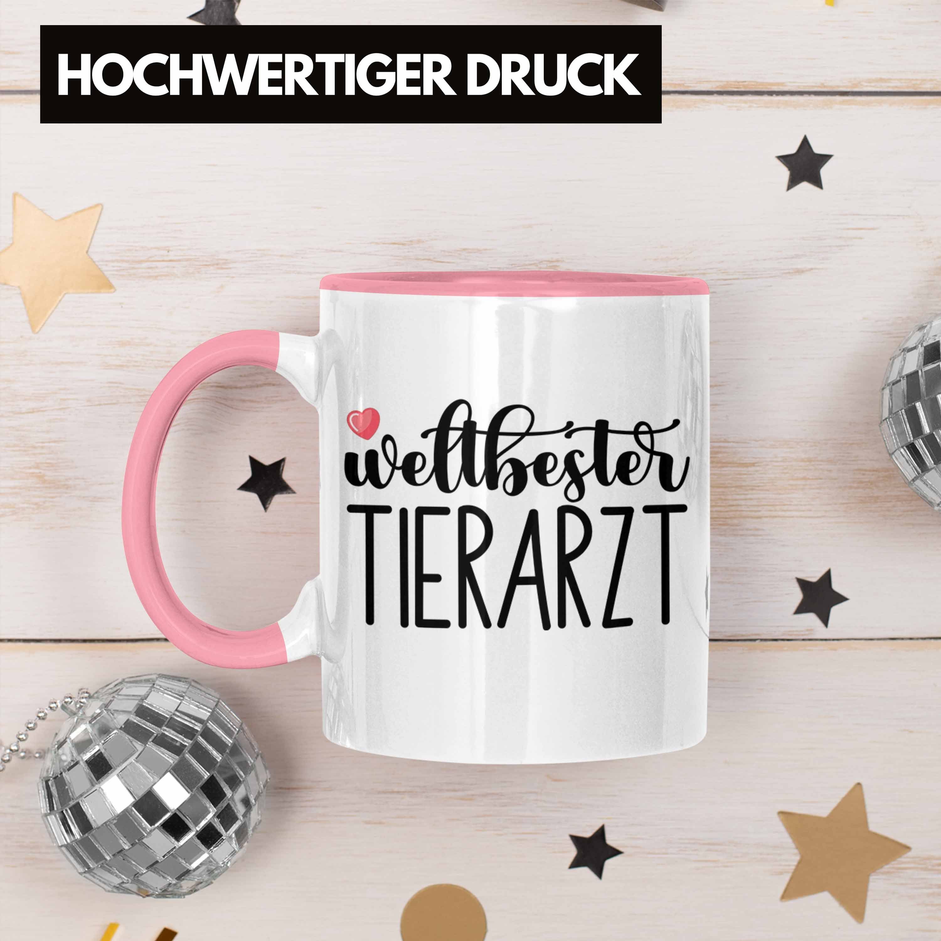 Veterinär Geschenk Tasse Trendation Tasse - Trendation Rosa Danke Bester Tierarzt Dankeschön Geschenkideen