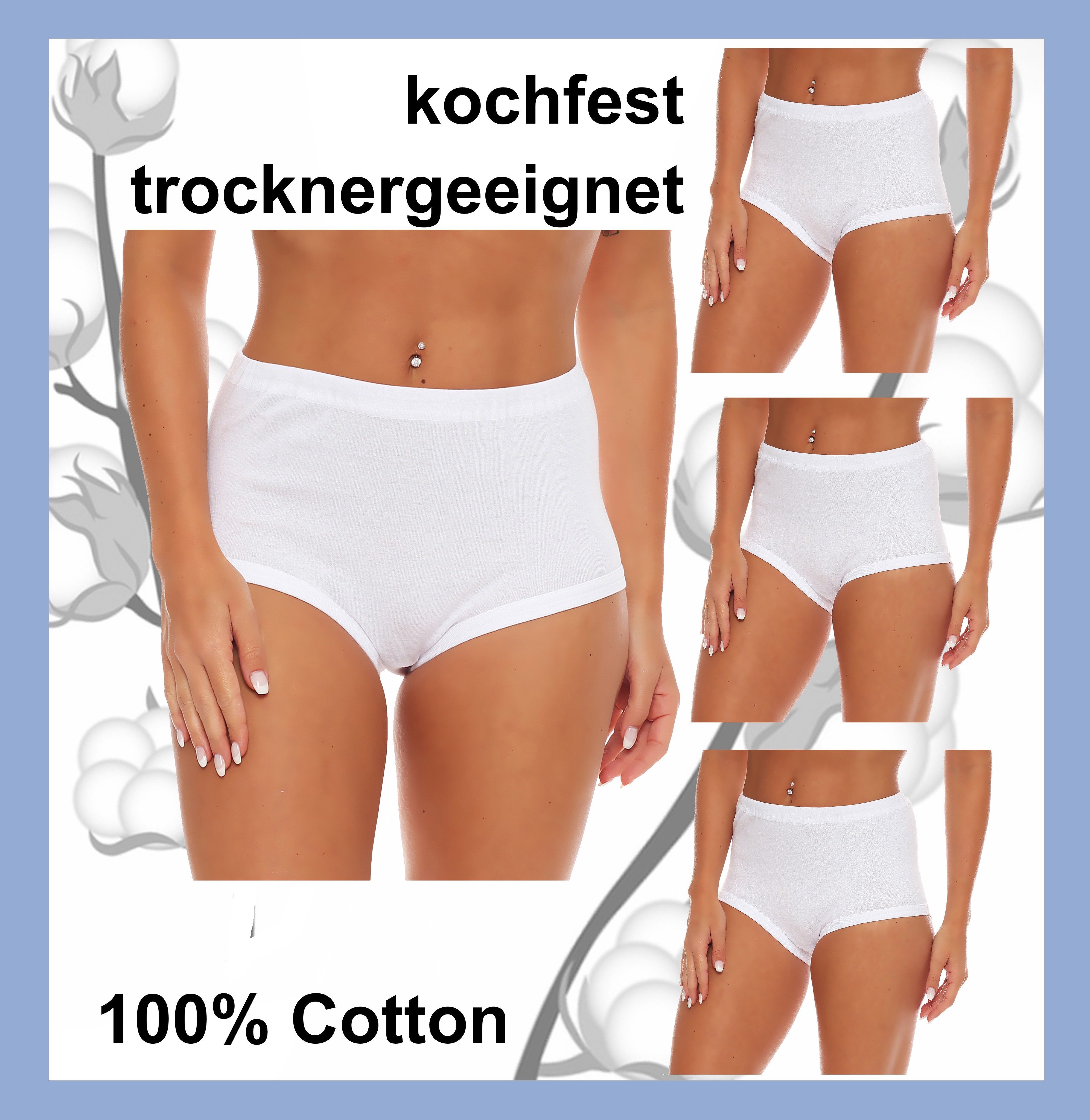Taillenslip 24x weisse Frauen Schlüpfer Slips Senior kochfest weiss Pflegeheim Bw.