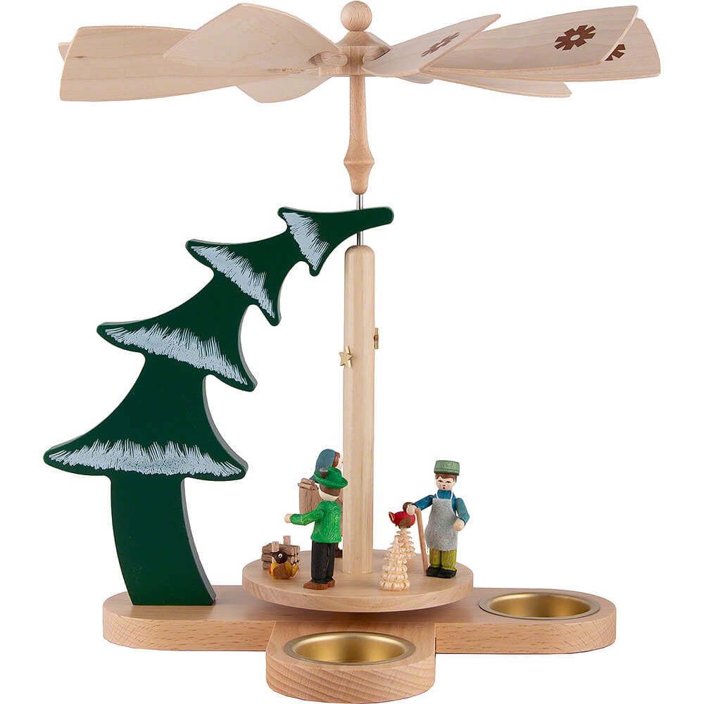 Erzgebirgische Volkskunst Richard Glässer GmbH Weihnachtspyramide 1-stöckige Tannenpyramide Waldleute (27cm) von Richard Glässer