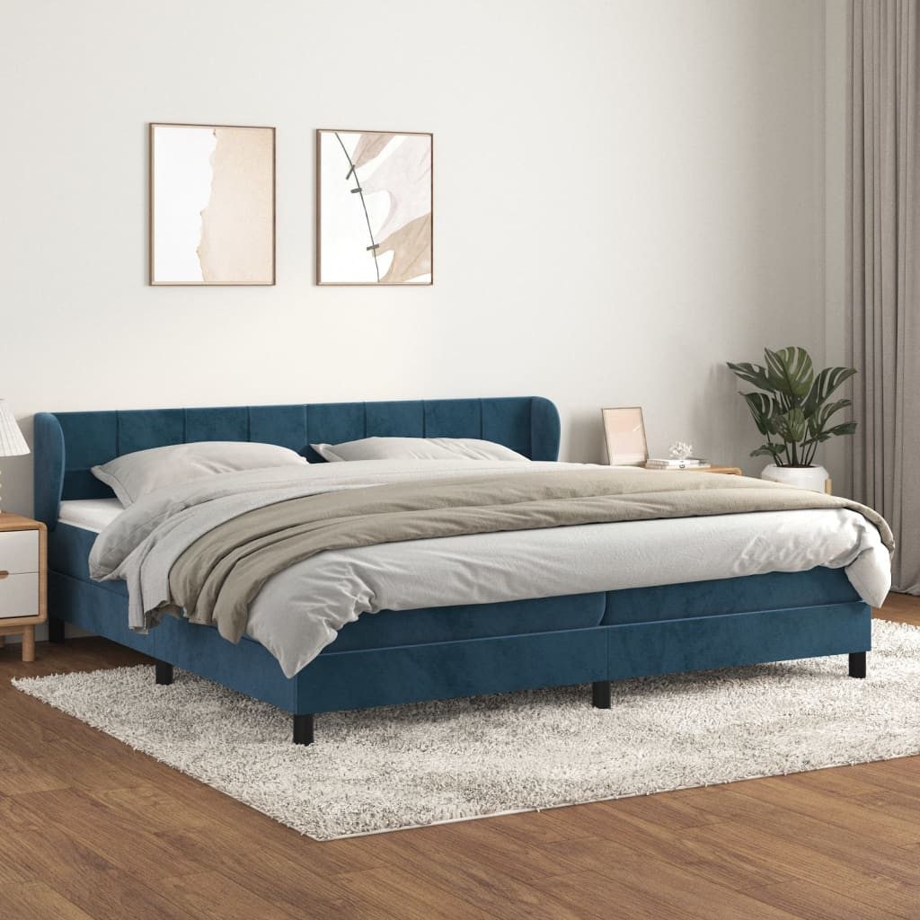 vidaXL Boxspringbett Boxspringbett mit Matratze Dunkelblau 200x200 cm Samt günstig online kaufen