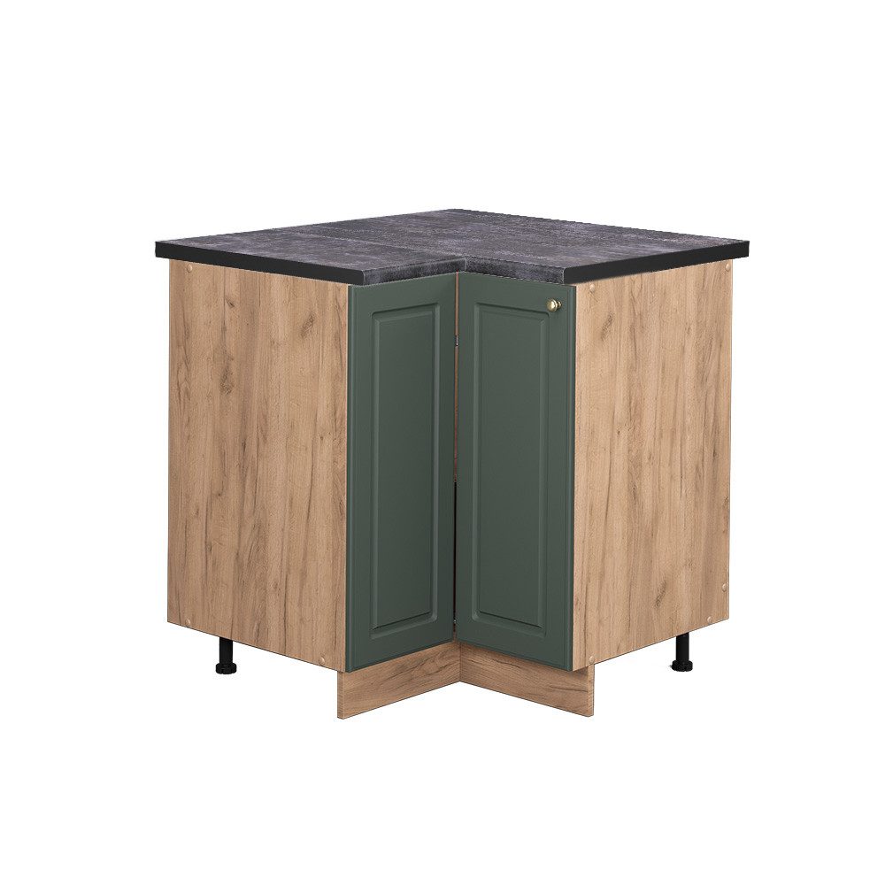 Vicco Eckunterschrank Fame-Line, Grün-Gold Landhaus/Goldkraft Eiche, günstig online kaufen