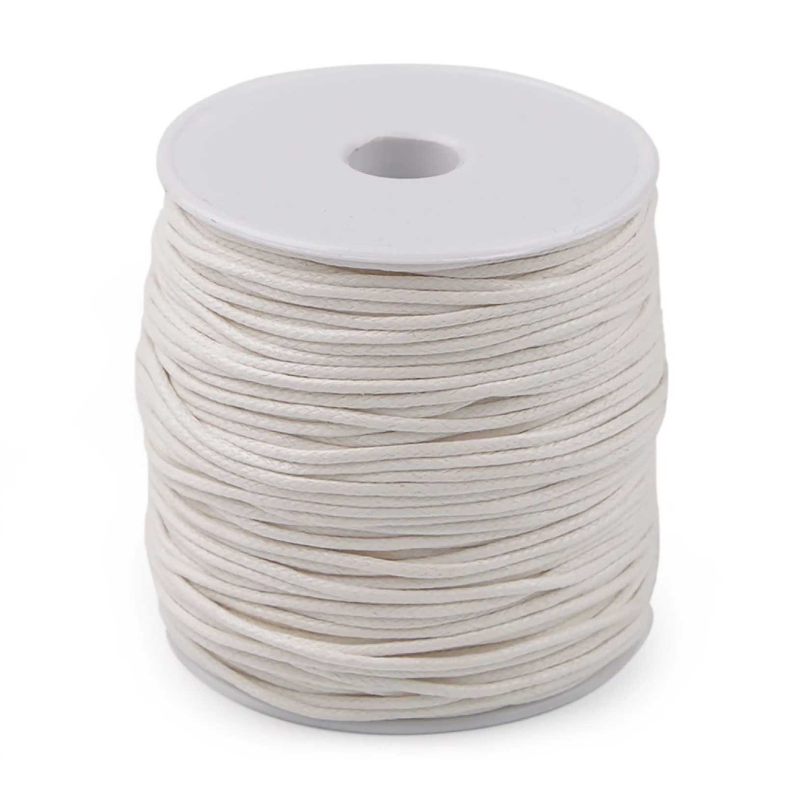maDDma Seil 85-100m Gewachste Baumwollschnur 1,5-2mm (Wickel auf Spule), hellcreme