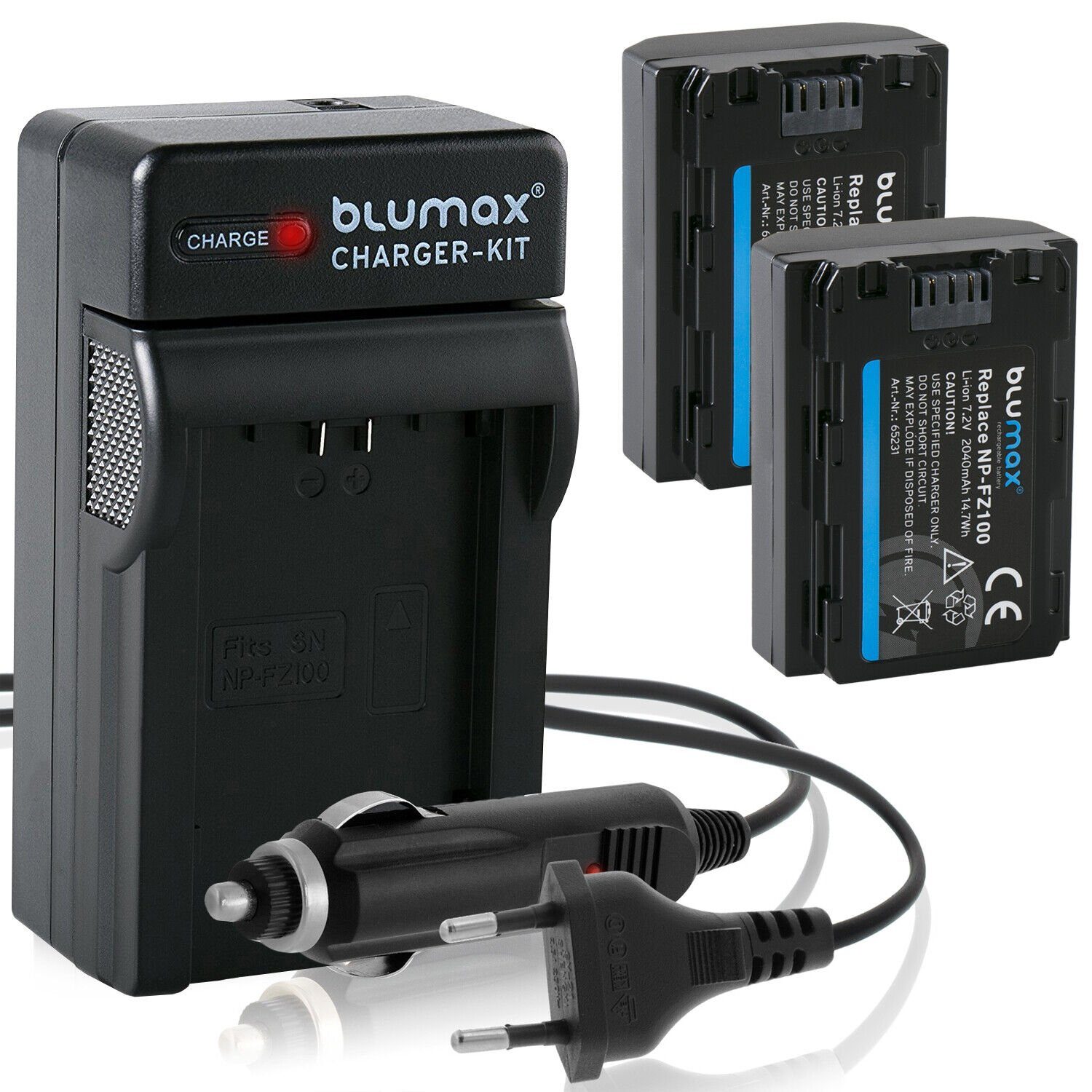 Blumax Set mit Lader für Sony NP-FZ100 6600 2040 mAh Kamera-Akku
