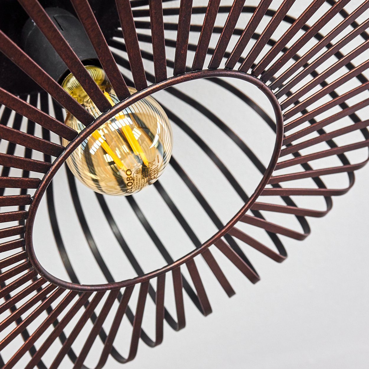 hofstein Deckenleuchte »Pieris« Deckenlampe aus Metall in Schwarz/Kupfer, ohne Leuchtmittel, E27, Leuchte m. Gitter u. Lichteffekt an der Decke – Bild 4 von 5
