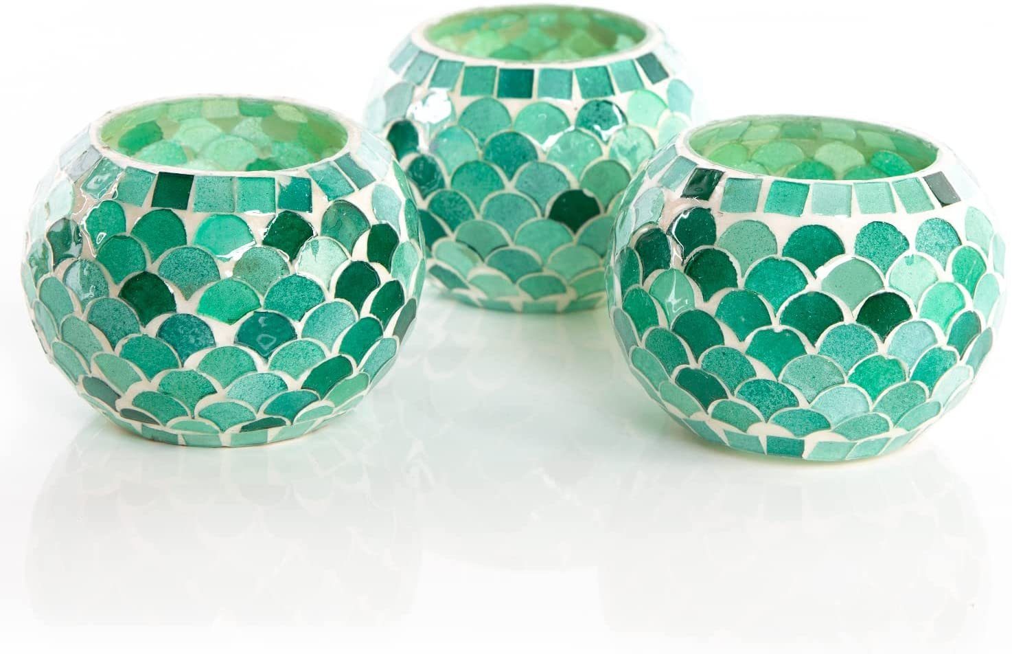 Teelichthalter Teelichthalter im Mosaik-Stil blau türkis