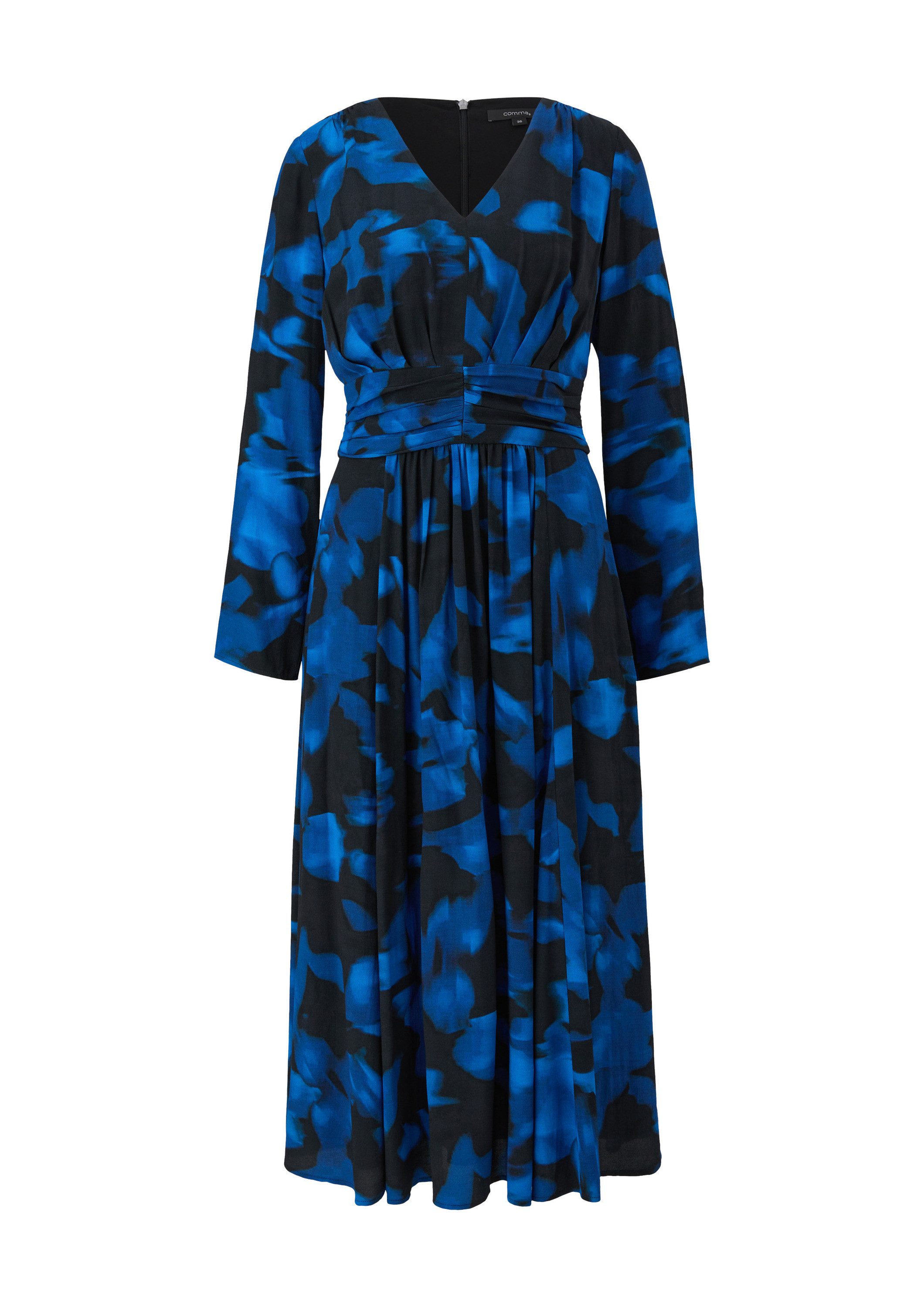 comma Midikleid Kleid Gemustertes Midikleid aus Crêpe günstig online kaufen