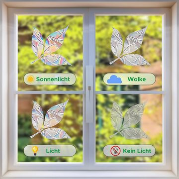 Daisred Fensterbild Prisma Fensteraufkleber 19Stk Blätter Fensteraufkleber Statische, wiederverwendbar,selbstklebend