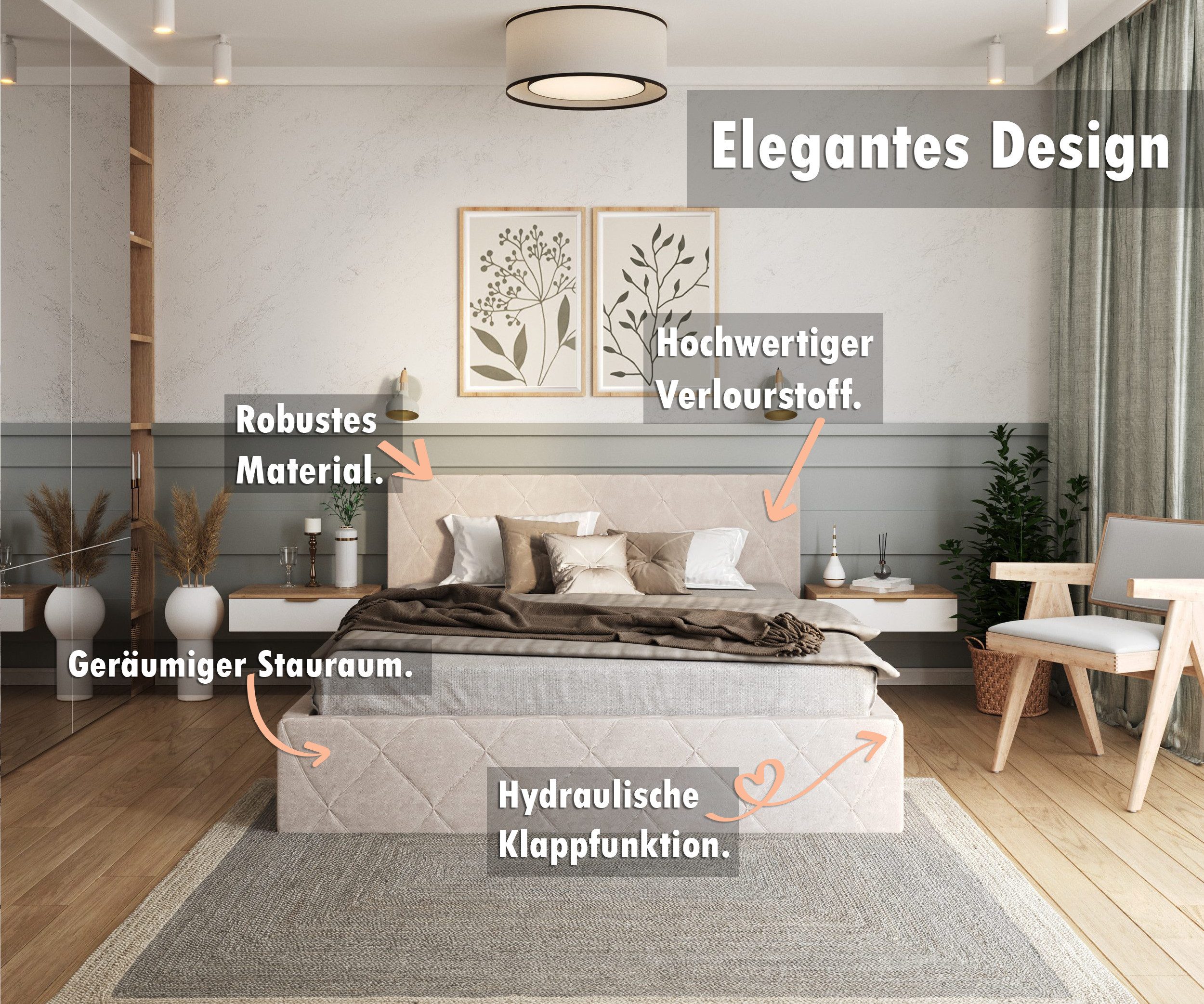 thematys Polsterbett Velours 90x200, 120x200, 140x200, 160x200, 180x200cm B günstig online kaufen