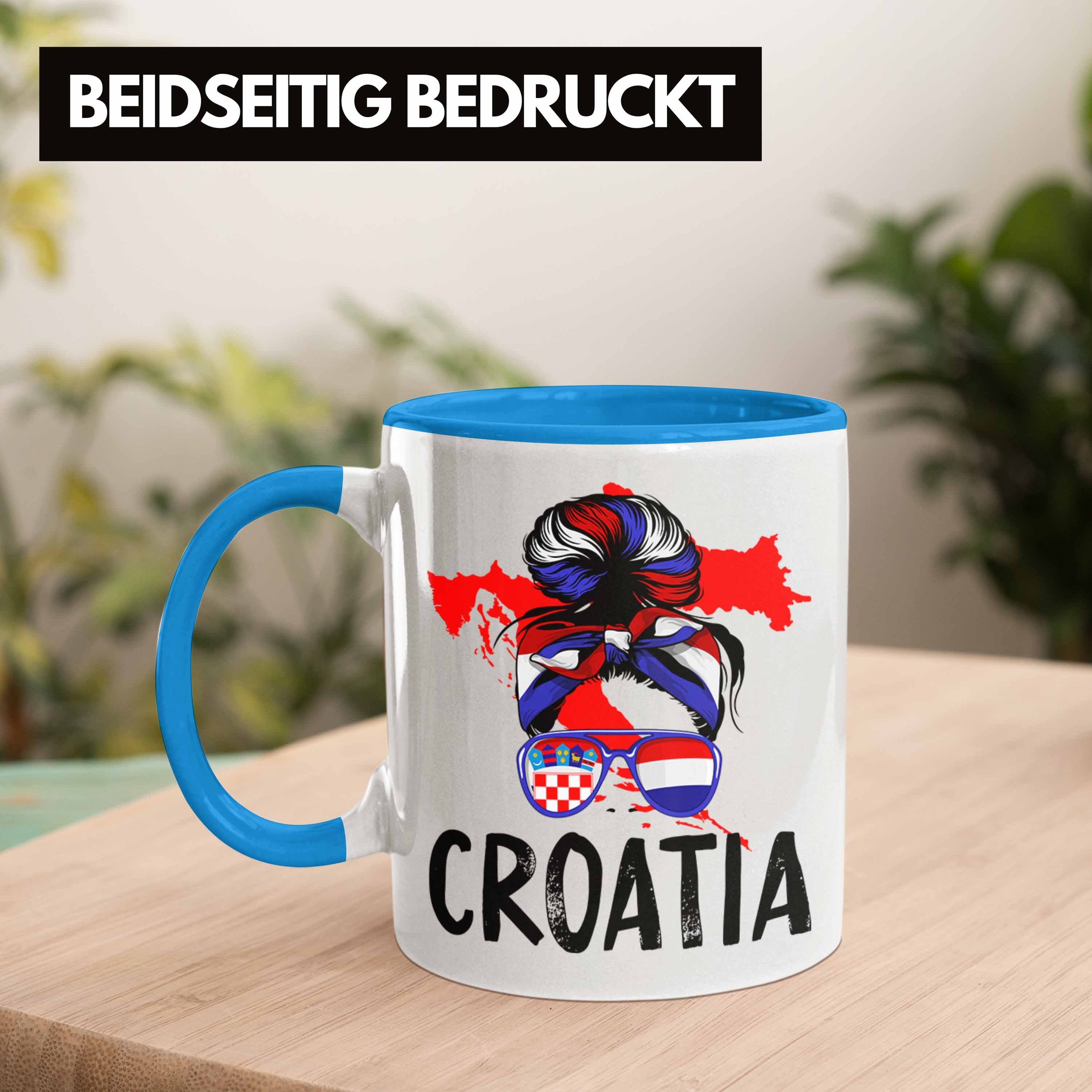 Kroatische Geschenk Blau Frau für Trendation Kroatien Tasse Croatia Tasse Geschenkide Heimat