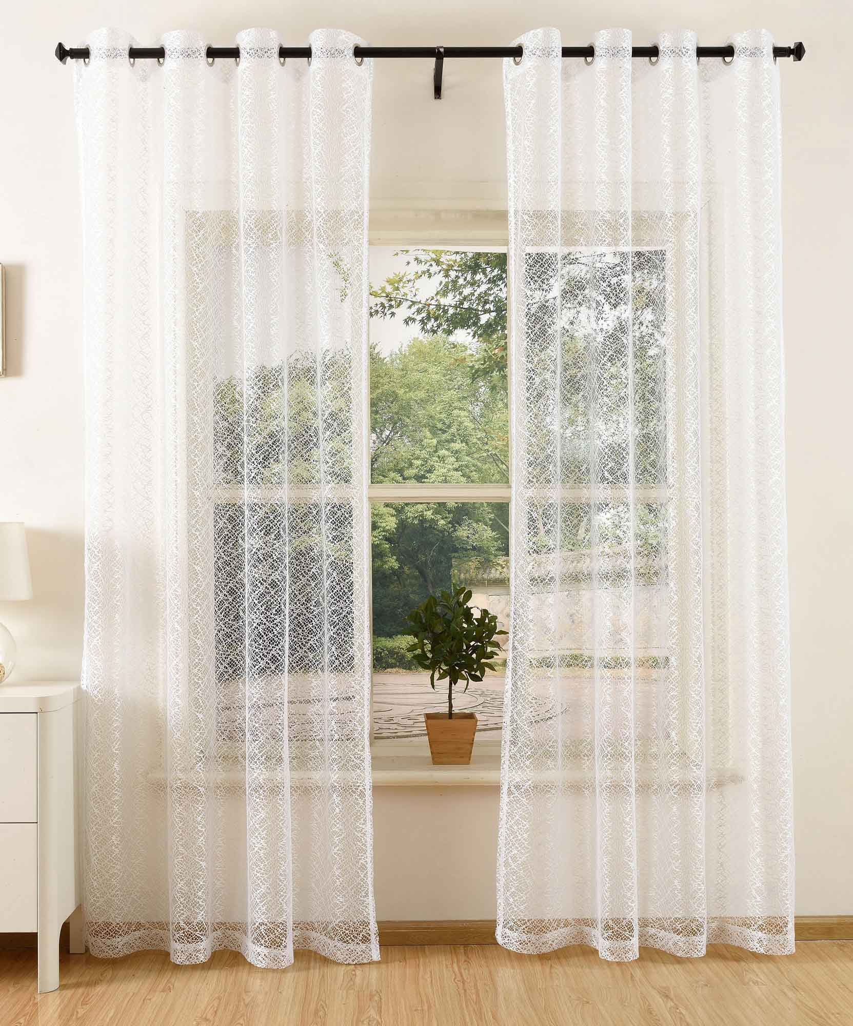 Gardinenbox Gardine (2 St), Ösen, transparent, Polyester, Netz Struktur Netzvorhang 203522