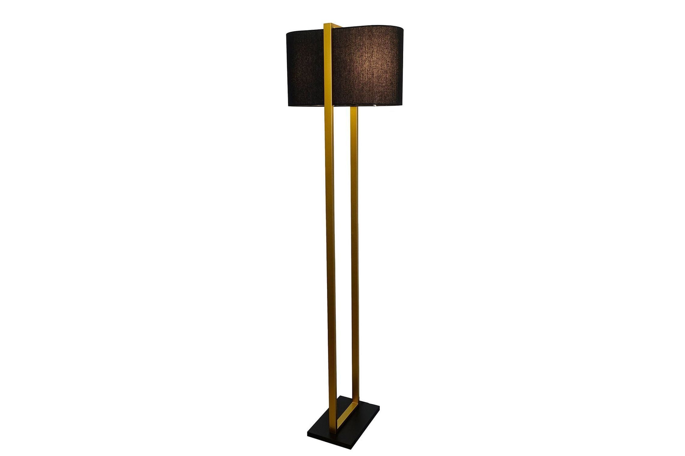 Licht-Erlebnisse Stehlampe FERMO, ohne Leuchtmittel, Eisen Stoff 160 cm Schwarz 2-flammig E27 eckig Modern Bodenleuchte