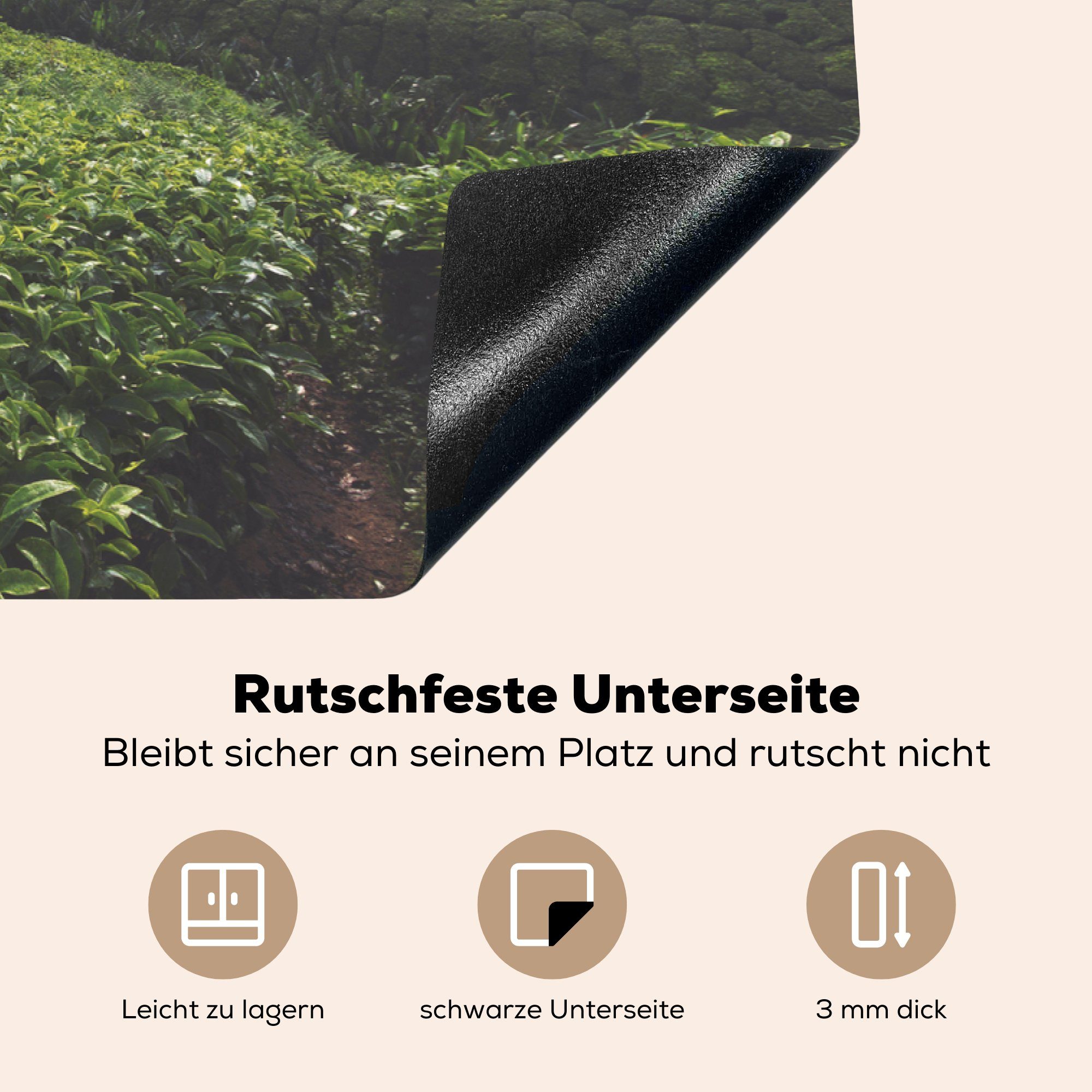 Teeplantage, über Sonnenaufgang Herdblende-/Abdeckplatte tlg), (1 Induktionskochfeld 81x52 Vinyl, küche, MuchoWow Schutz Ceranfeldabdeckung cm, die der für