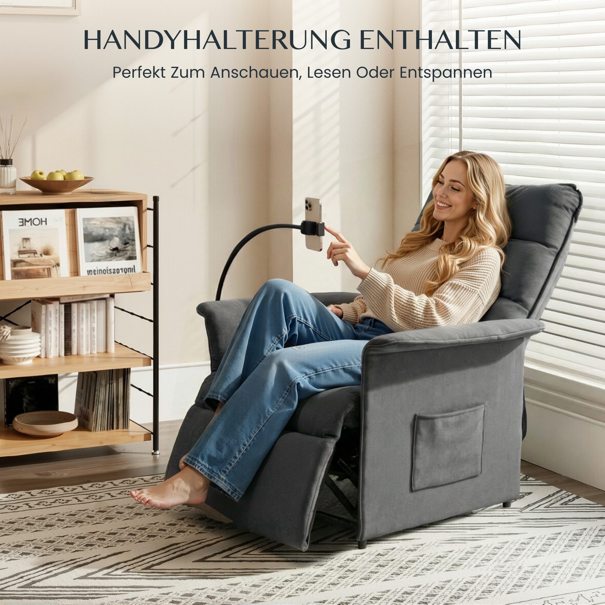 FLEXISPOT Sessel Elektrischer Relaxsessel – Ergonomischer Liegesessel mit Relaxfunktion (leicht zu montieren, kompakt verpackt & einfach zu transportieren), Fernsehsessel, ergonomisch, bis 200 kg belastbar, 105°-155°