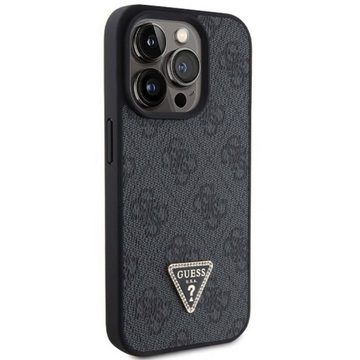 Guess Smartphone-Hülle Guess Apple iPhone 15 Pro Hülle Leather 4G Diamond Triangle Schwarz