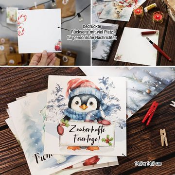 TOBJA Weihnachtskarte Weihnachtskarten XXL mit Umschlag Set, 10x Große Weihnachtskarten Postkarten Geschenkkarten
