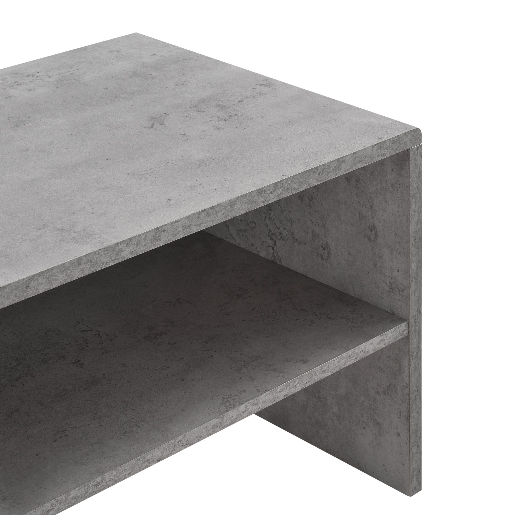 en.casa betonfarben 100x40x40cm - Wohnzimmertisch - Betonoptik - mit »Trier« Couchtisch, Ablage
