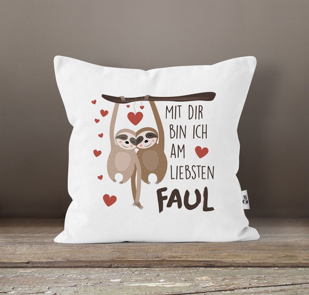 MoonWorks Dekokissen Kissen-Bezug Spruch Mit dir bin ich am liebsten faul F günstig online kaufen