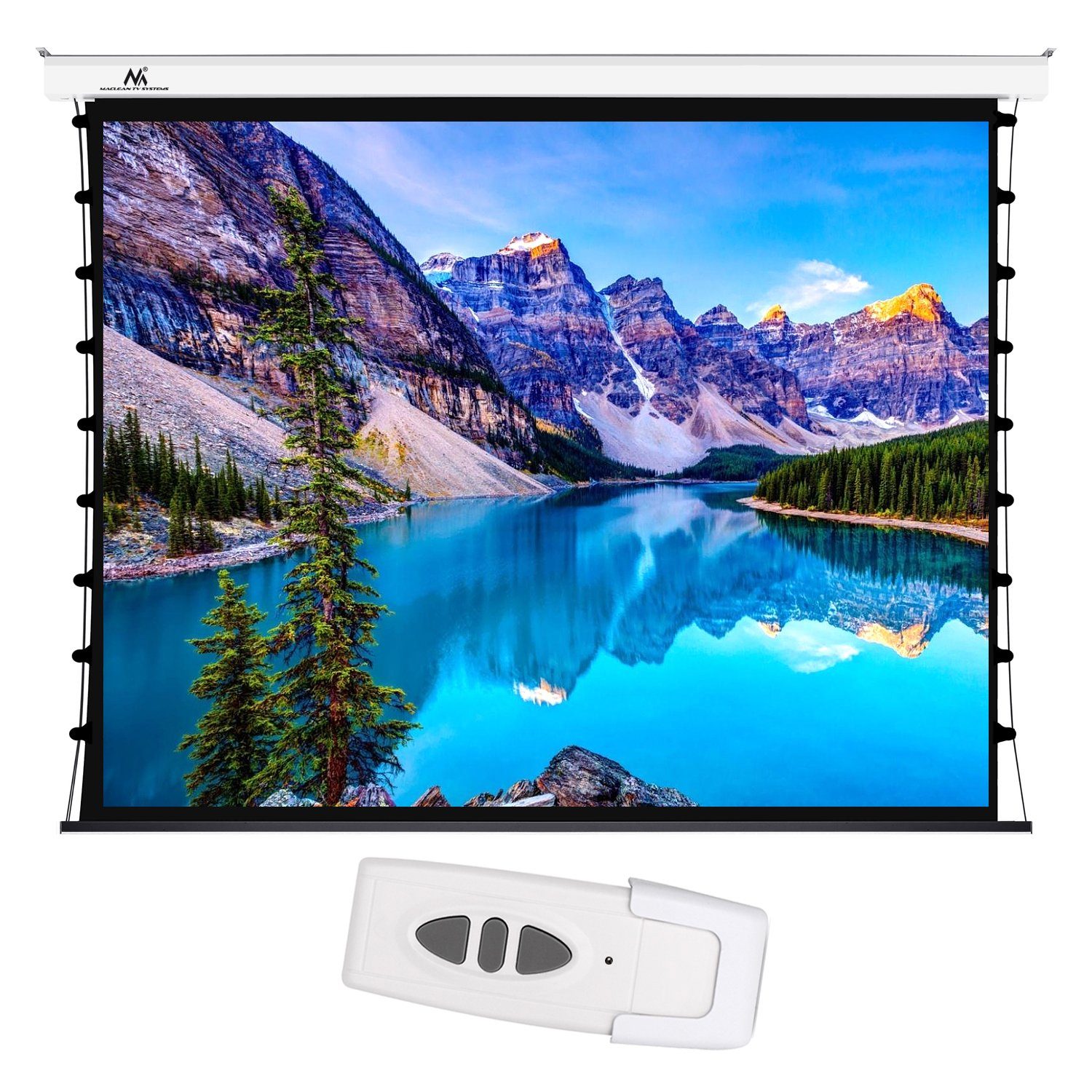 Maclean MC-952 Deckeneinbauleinwand (Projektionswand 150'' Spannung + Fernbedienung)