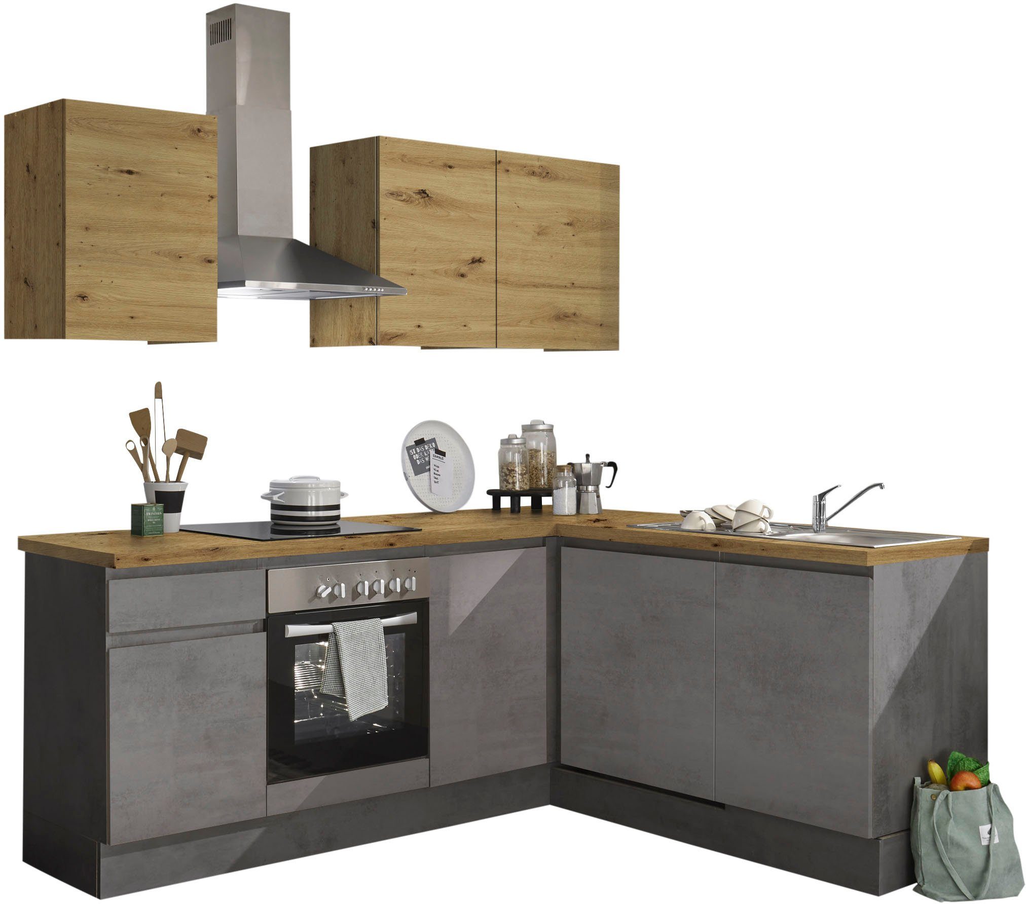 BASIC by Balculina Winkelküche »Adna«, Breite 220/170 cm, wahlweise mit oder ohne E-Geräte