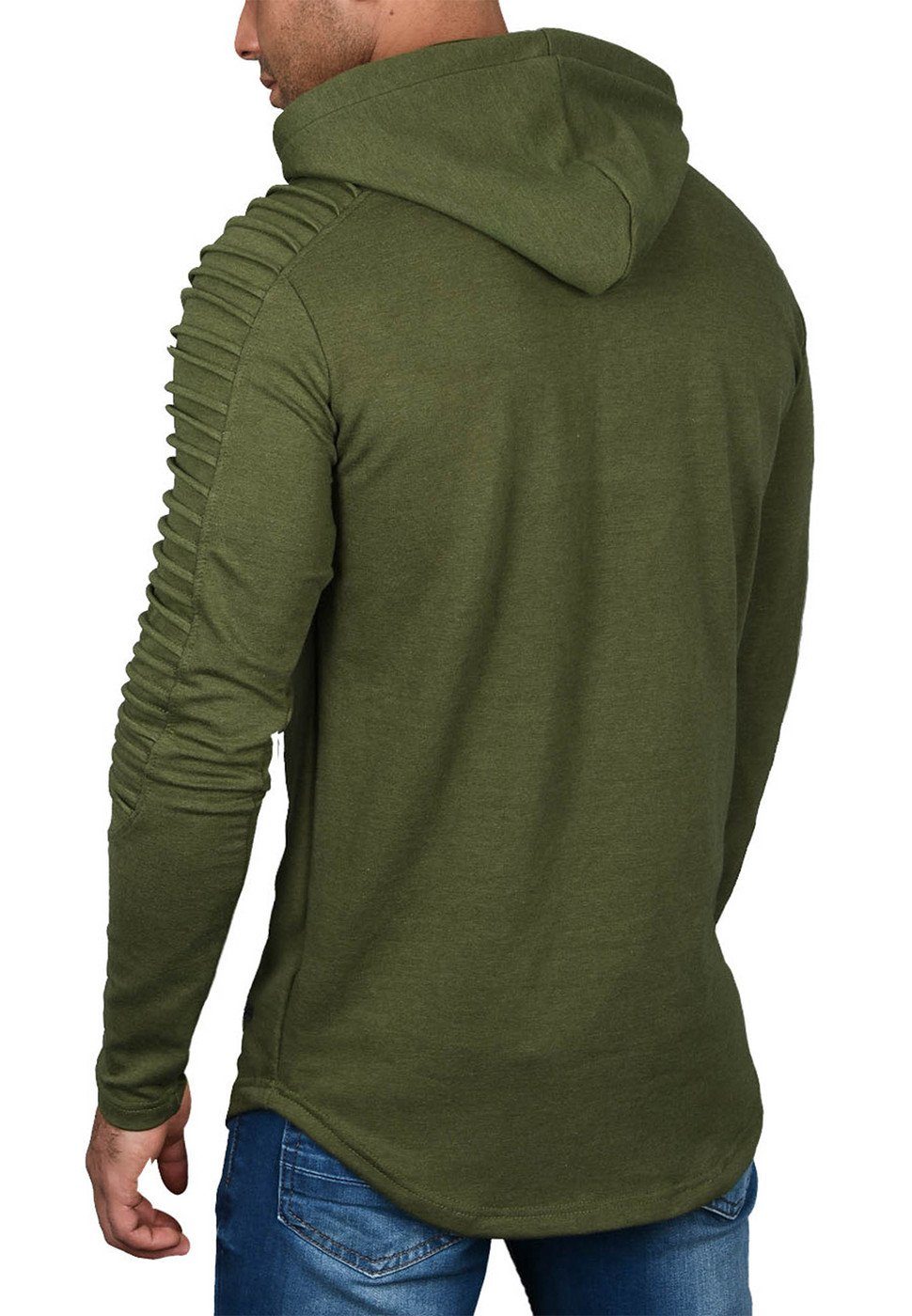 Alessandro Salvarini Hoodie Herren Longsleeve Oversize – Biker Look mit Kapuze Langarm Hoodie mit Stretch und Stepp-Einsätzen