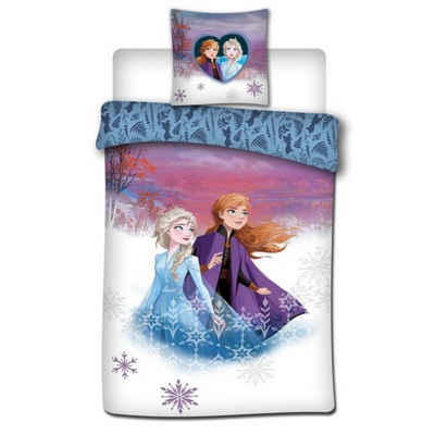 Bettwäsche Die Eiskönigin Elsa und Anna Bettwäsche Set, Disney Frozen, Mikrofaser, 135/140 x 200 cm Deckenbezug, 63x63 cm Kissenbezug