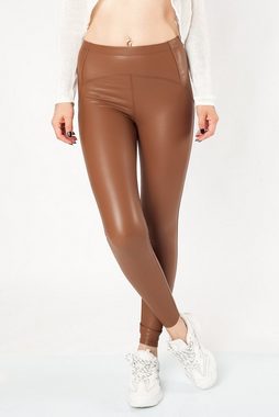 Bongual Lederimitathose Leggings Ziernähte Kunstleder Übergangshose