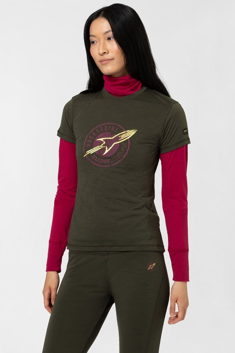 SUPER.NATURAL Funktionsshirt Merino T-Shirt W ROCKET140 TEE funktioneller Merino-Materialmix