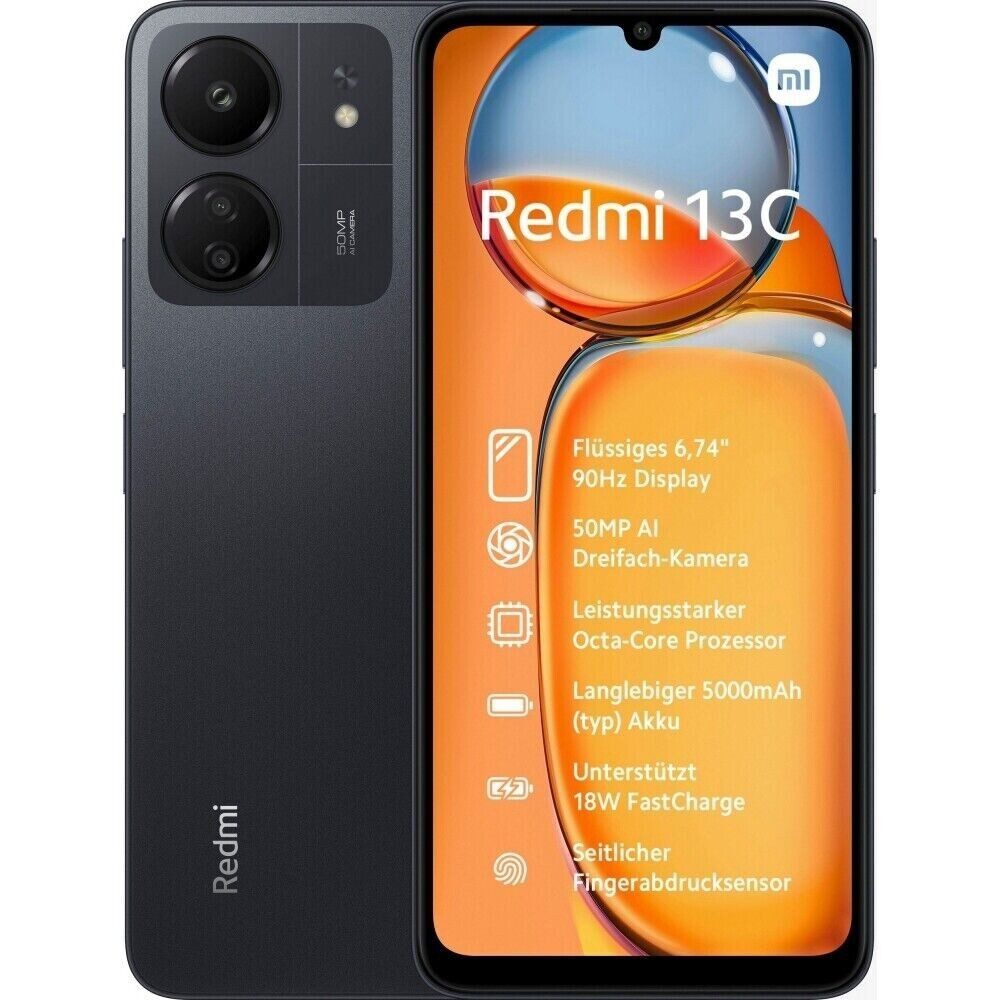 Xiaomi Redmi 13C Smartphone (6,74 Zoll, 128 GB Speicherplatz, 50 MP Kamera, Bis zu 1TB Erweiterbarer Speicher)