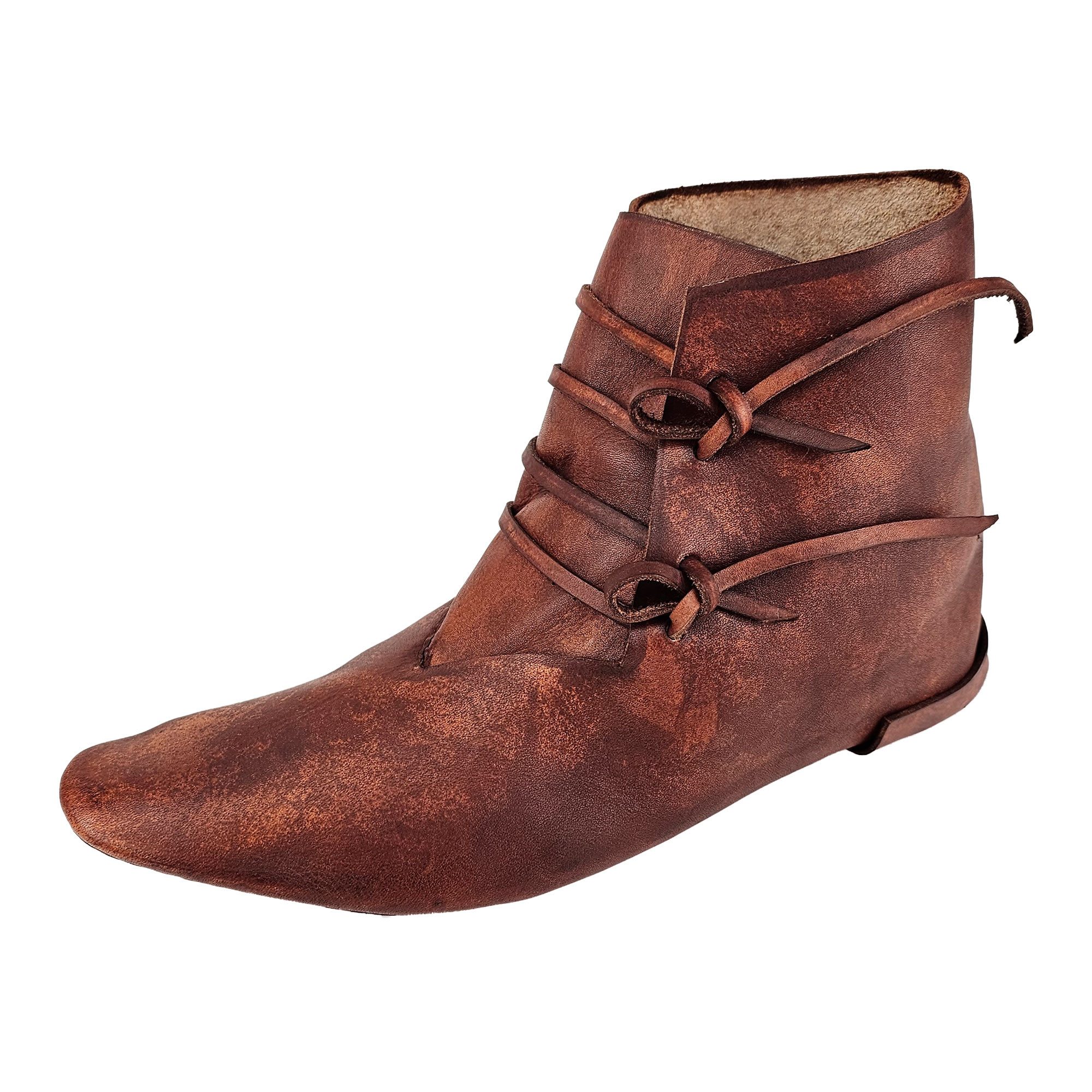 Ritter-Kostüm Wendegenähte Mittelalter-Schuhe geschnürt aus Rindsleder braun 37