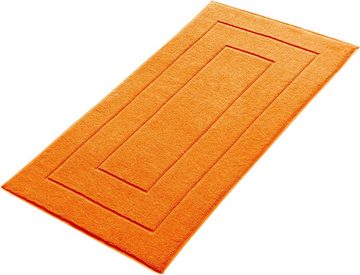 Badematte London Lashuma, Höhe 5 mm, schnell trocknend, Frottee, rechteckig, Einfarbige Duschmatte orange 50x80 cm