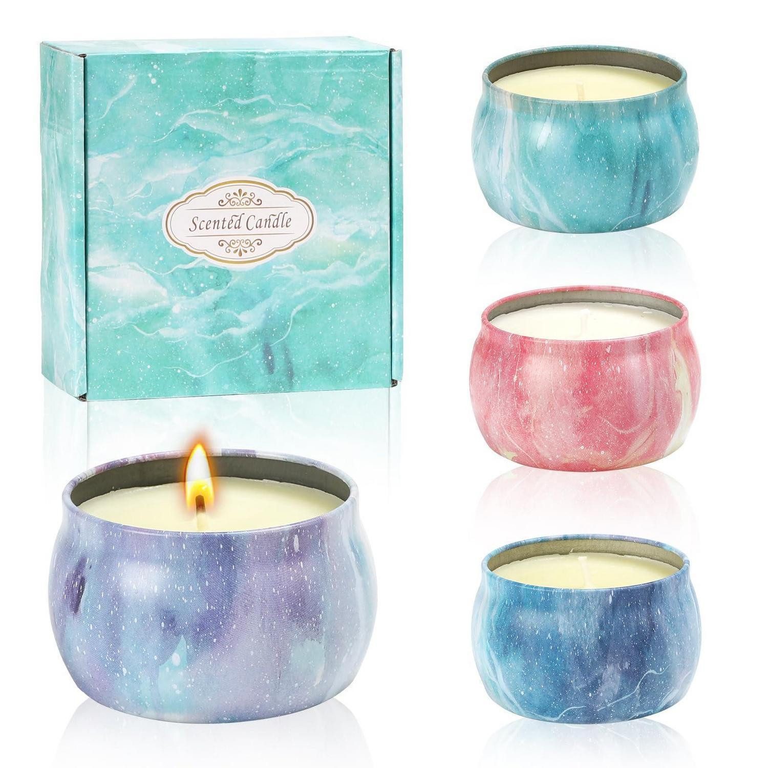 LuxusKollektion Duftkerze Duftkerzen Geschenkset 4-teilig Sojawachs Aromatherapie