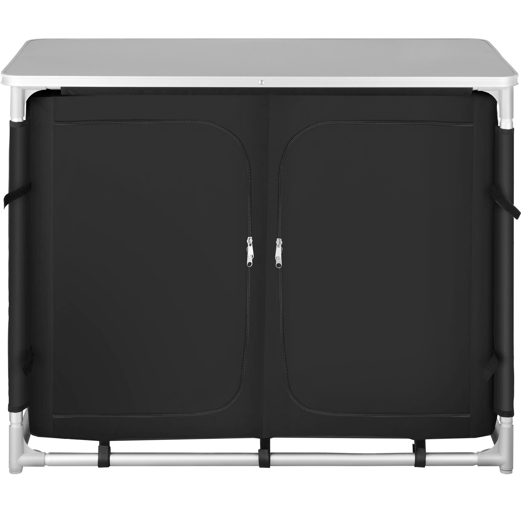 tectake Campingtisch Camping-Klapptisch, Maße: 97 x 47,5 x 78 cm, lässt sich falten (Outdoor-Tisch, 1-St., in schwarz), Wetterbeständig, Stauraum mit 6 Fächern, inklusive Tragetasche