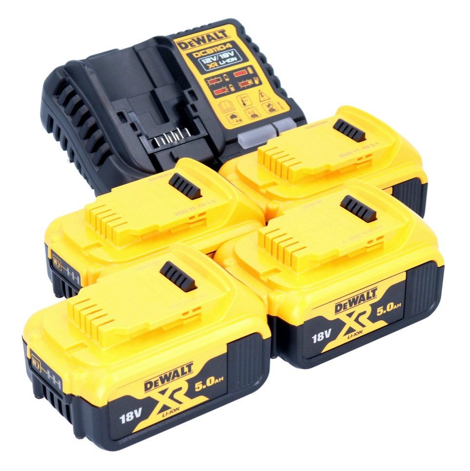 DeWalt DCB 1104 P4 Akku Starter Set 12 V / 18 V 4x Akku 5,0 Ah + DCB 1104 Akkupacks