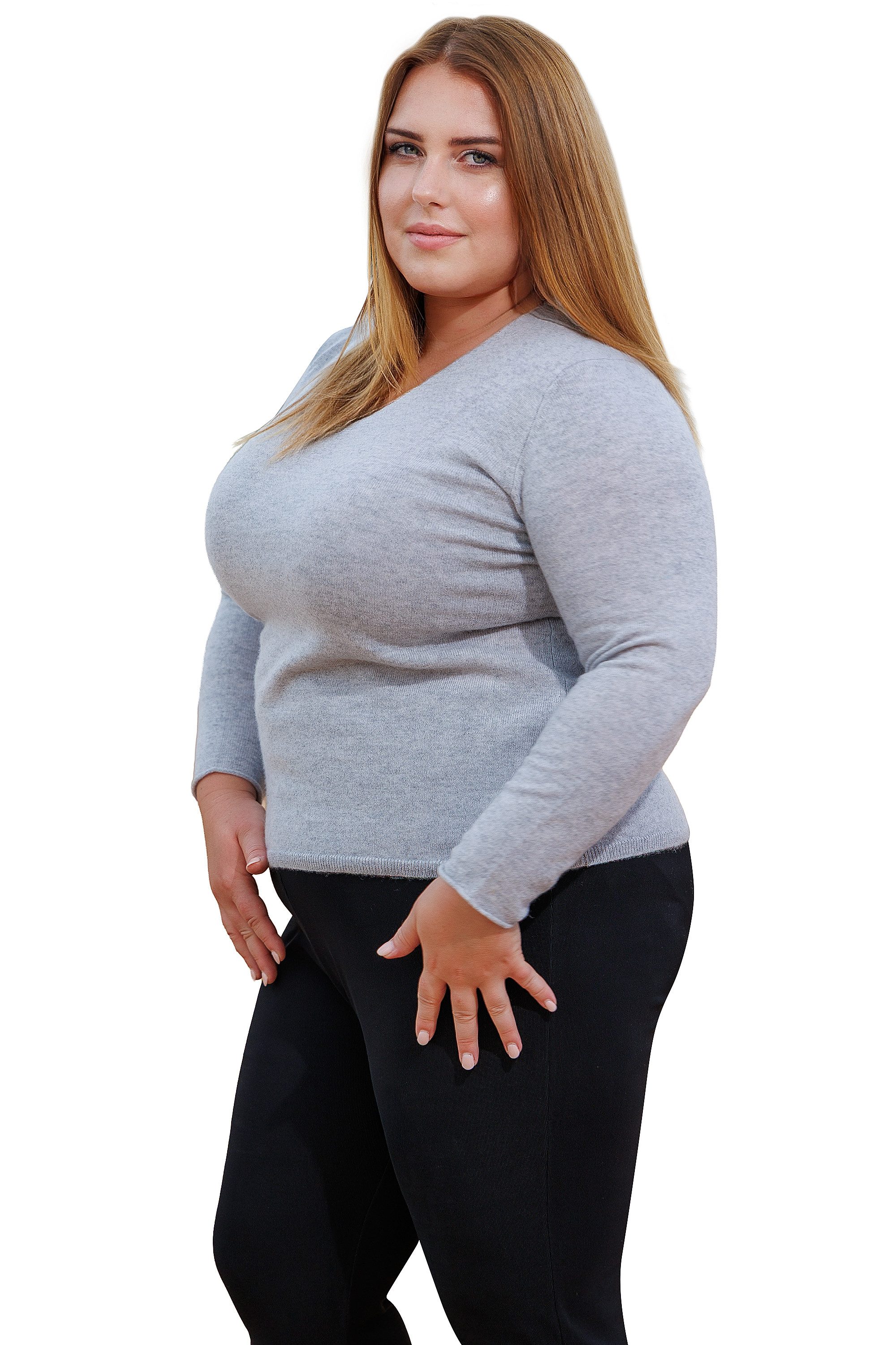 maracujaaa V-Ausschnitt-Pullover 30006 HELENA melange optik