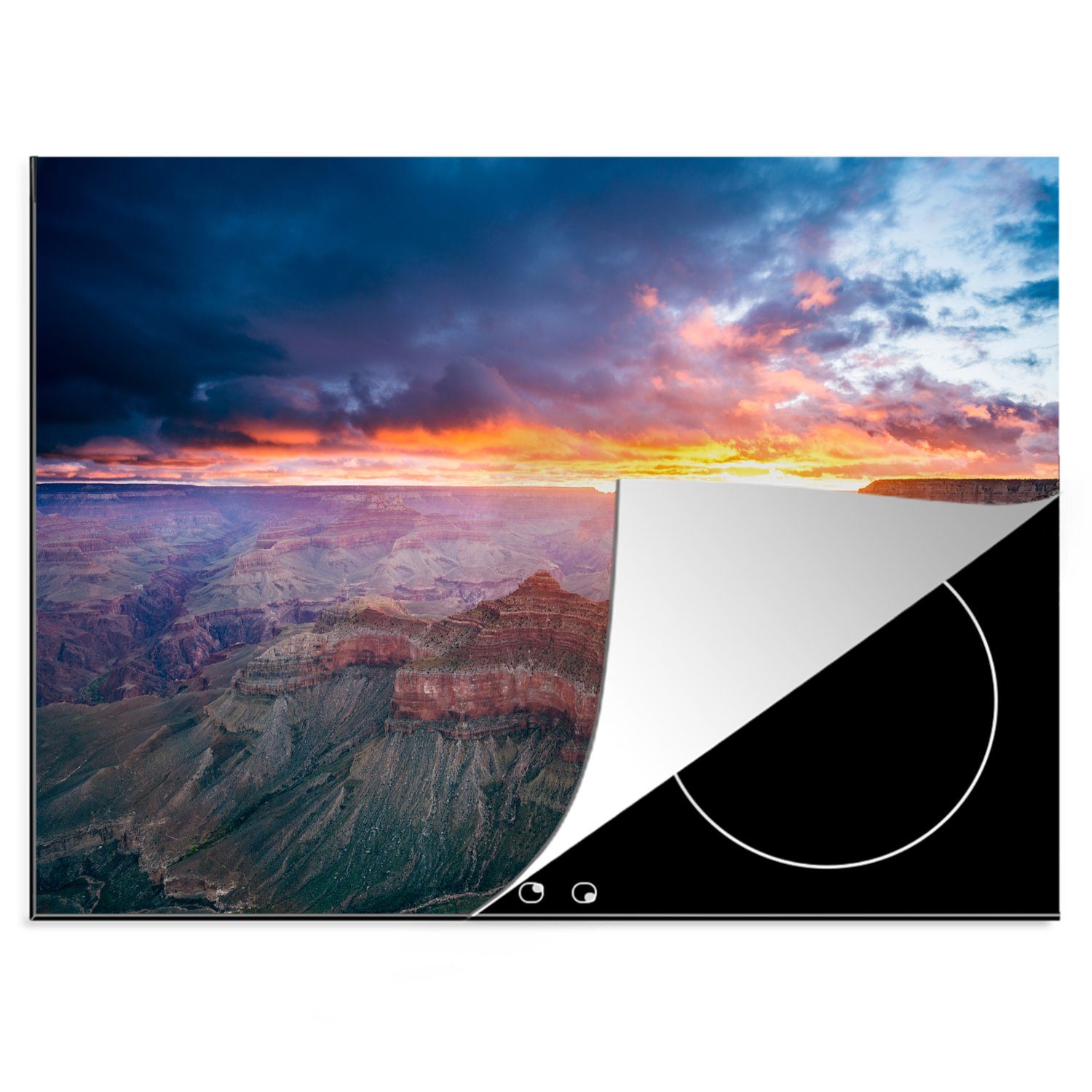 MuchoWow Herdblende-/Abdeckplatte Blick auf den Grand Canyon bei Sonnenaufgang, Vinyl, (1 tlg), 70x52 cm, Mobile Arbeitsfläche nutzbar, Ceranfeldabdeckung