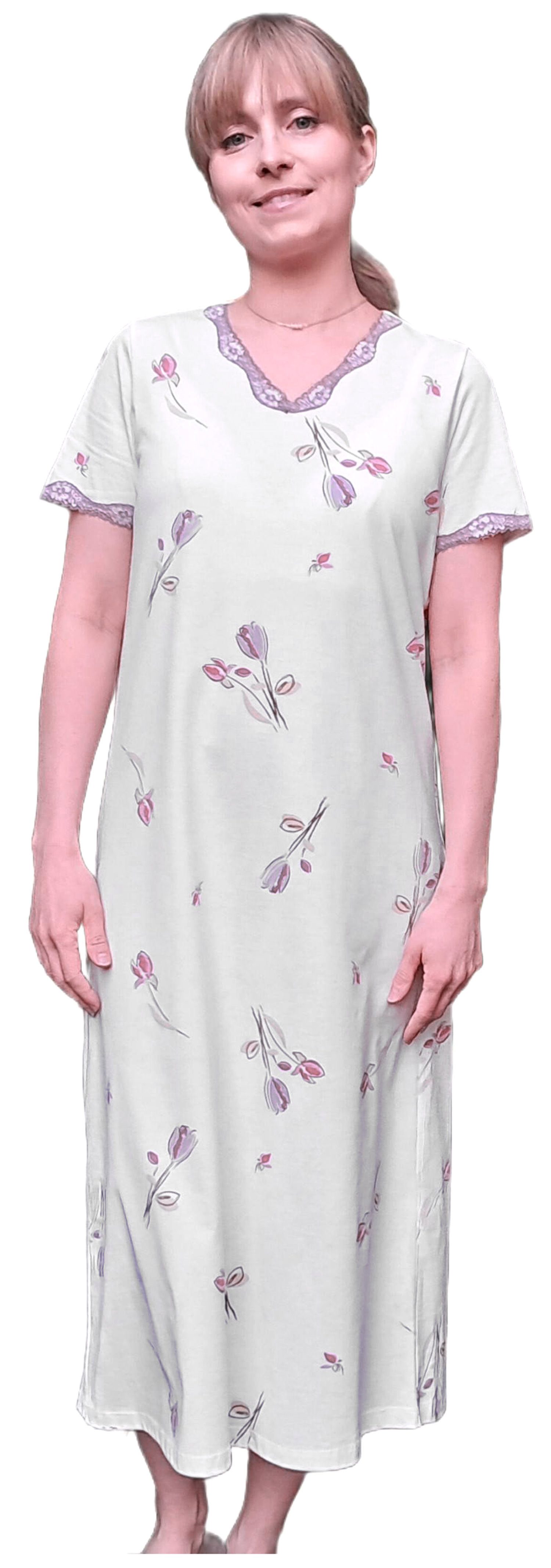 OH!ZUZA Nachthemd Damen Schlafshirt mit kurzem Arm (1-tlg) Baumwolle günstig online kaufen