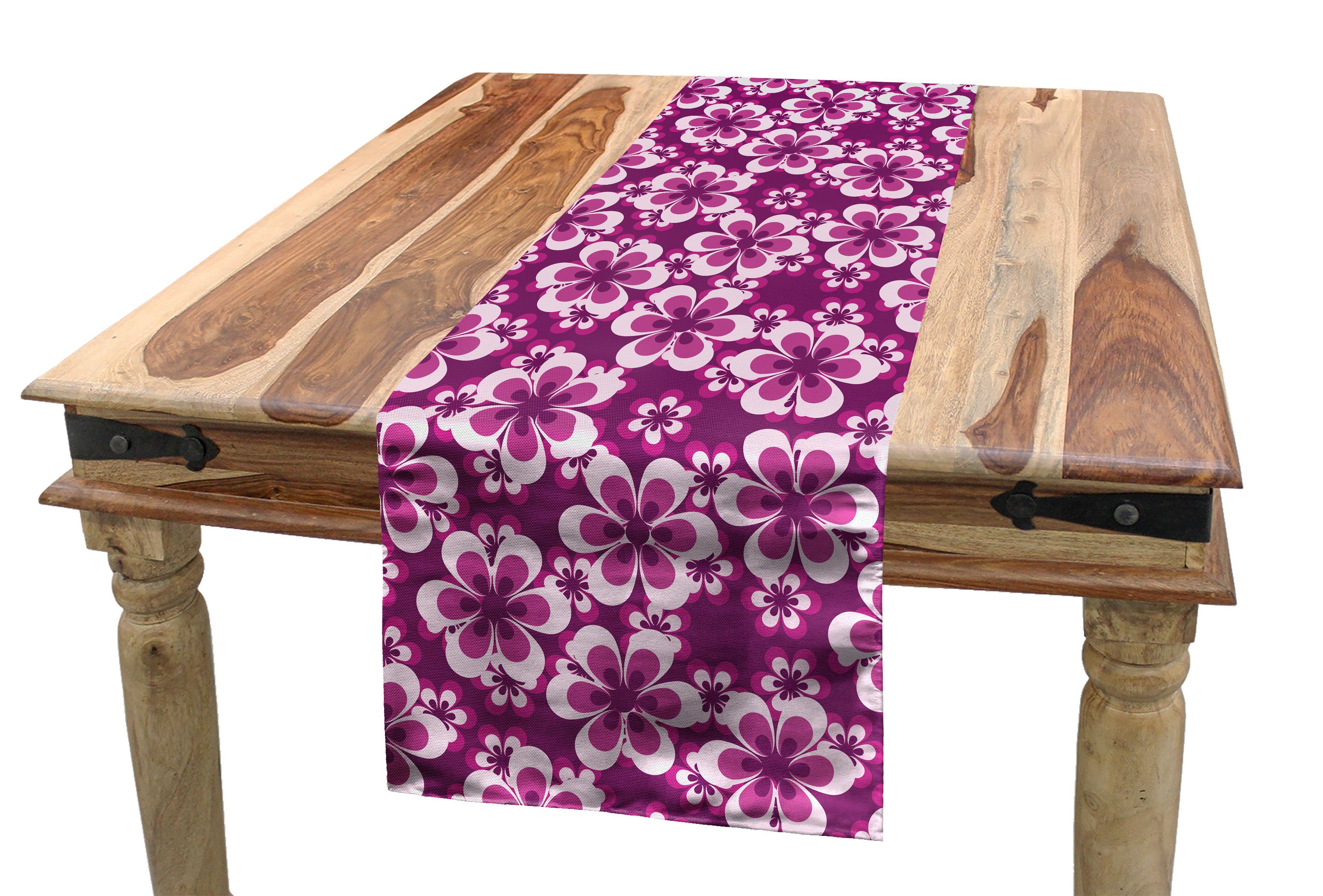Botanik Tischläufer, Dekorativer Küche Abakuhaus Themed Esszimmer Tischläufer Rechteckiger Petals Lila