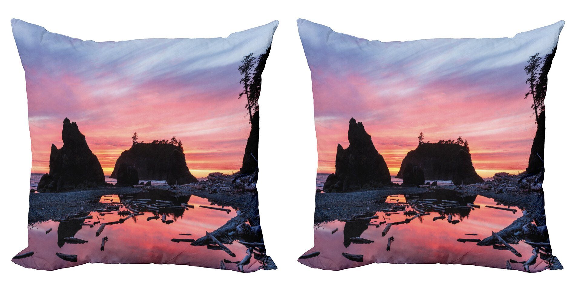 Kissenbezüge Modern Accent Doppelseitiger Digitaldruck, Abakuhaus (2 Stück), Natur Mystic Beach Skyline
