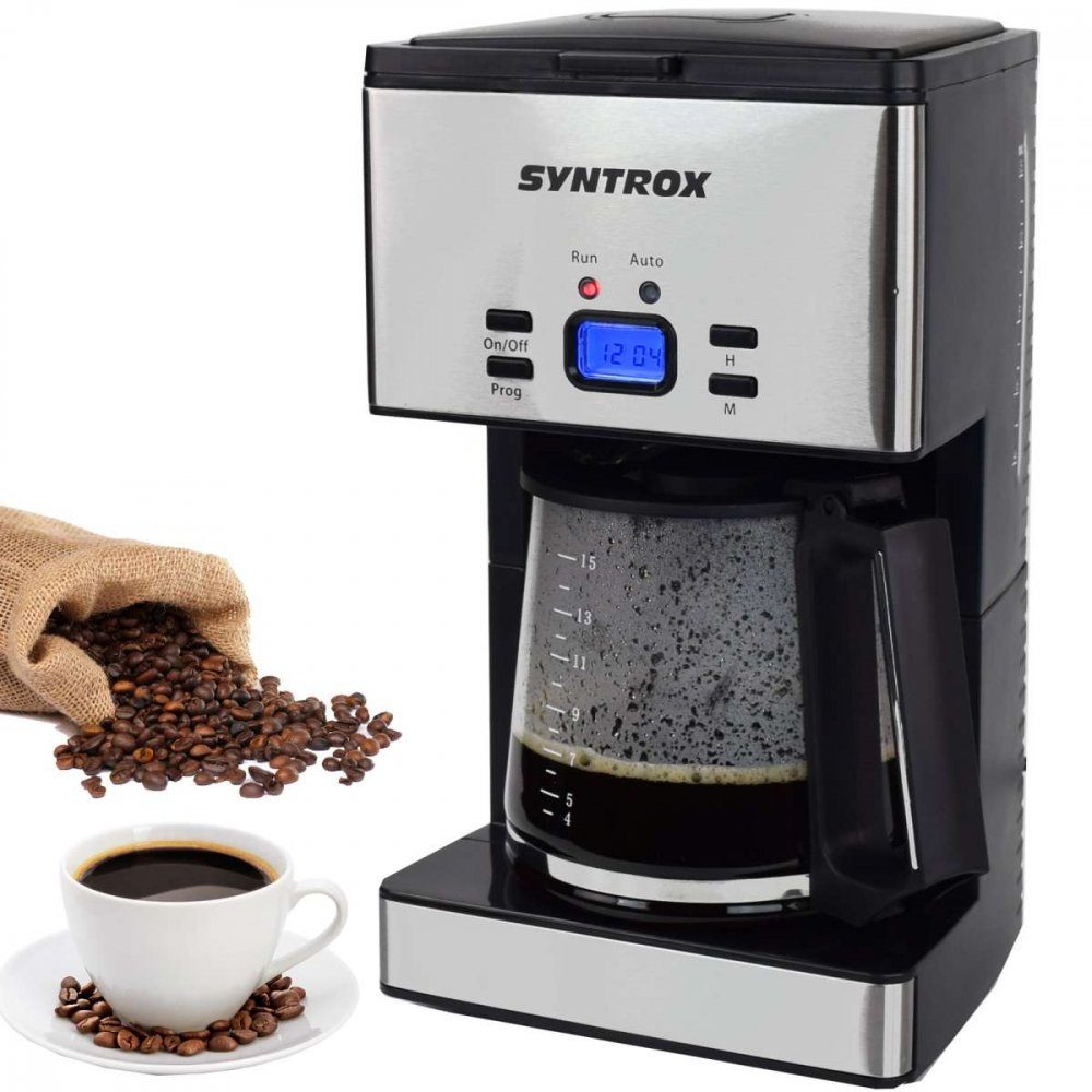 Syntrox Germany Syntrox Filterkaffeemaschine Syntrox Edelstahl Kaffeemaschine Kaffeeautomat mit Timer