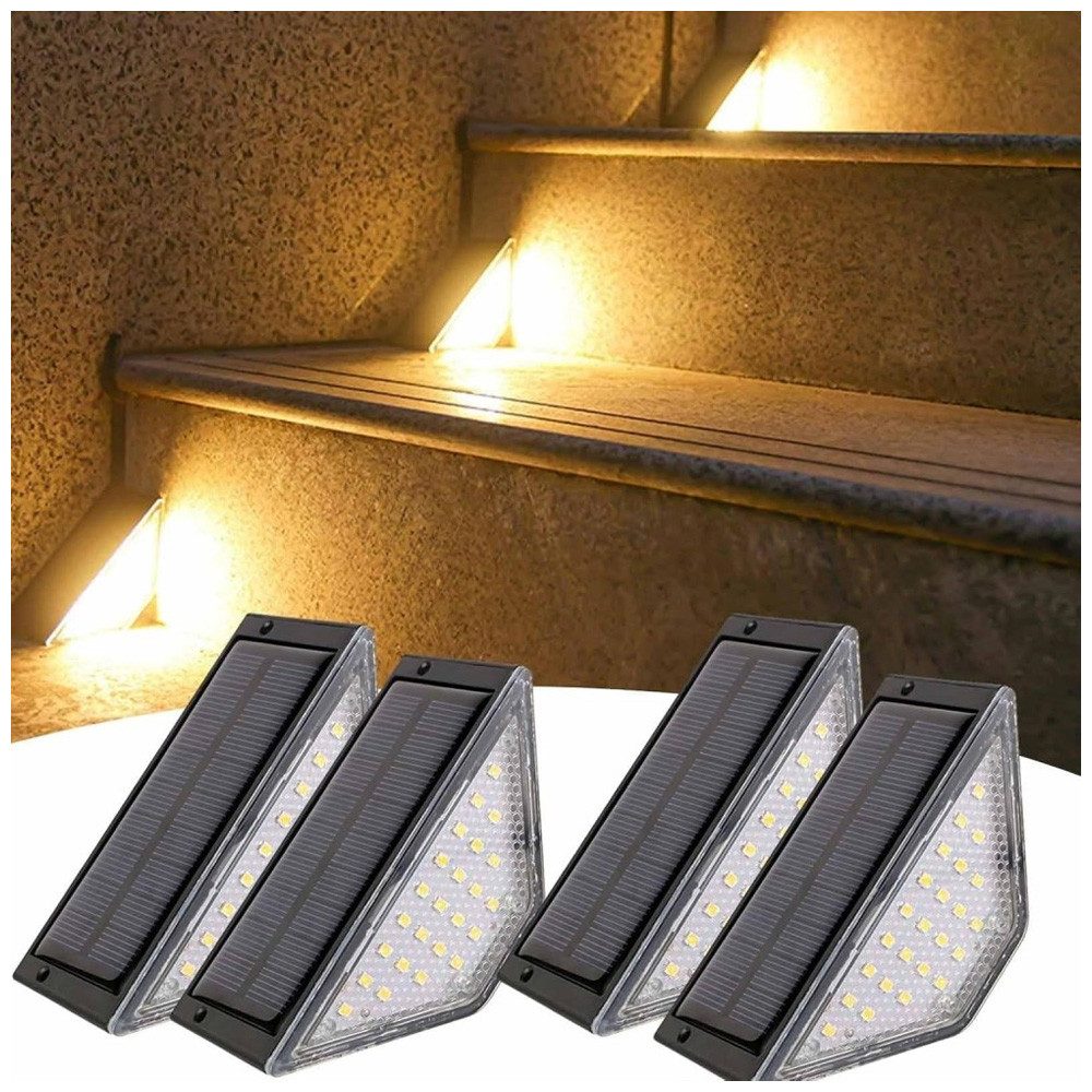 QUBEBU LED Solarleuchte Solar Bodenleuchten Aussen Solarleuchte Garten, Solar-Stufenleuchten, 3000K Warmweiß LED Stufenleuchte, für Treppen Stufen Zäune Höfe Weg, 2/4/6/8/10er Packs LED Wandlampe Solarleuchten für den Außenbereich