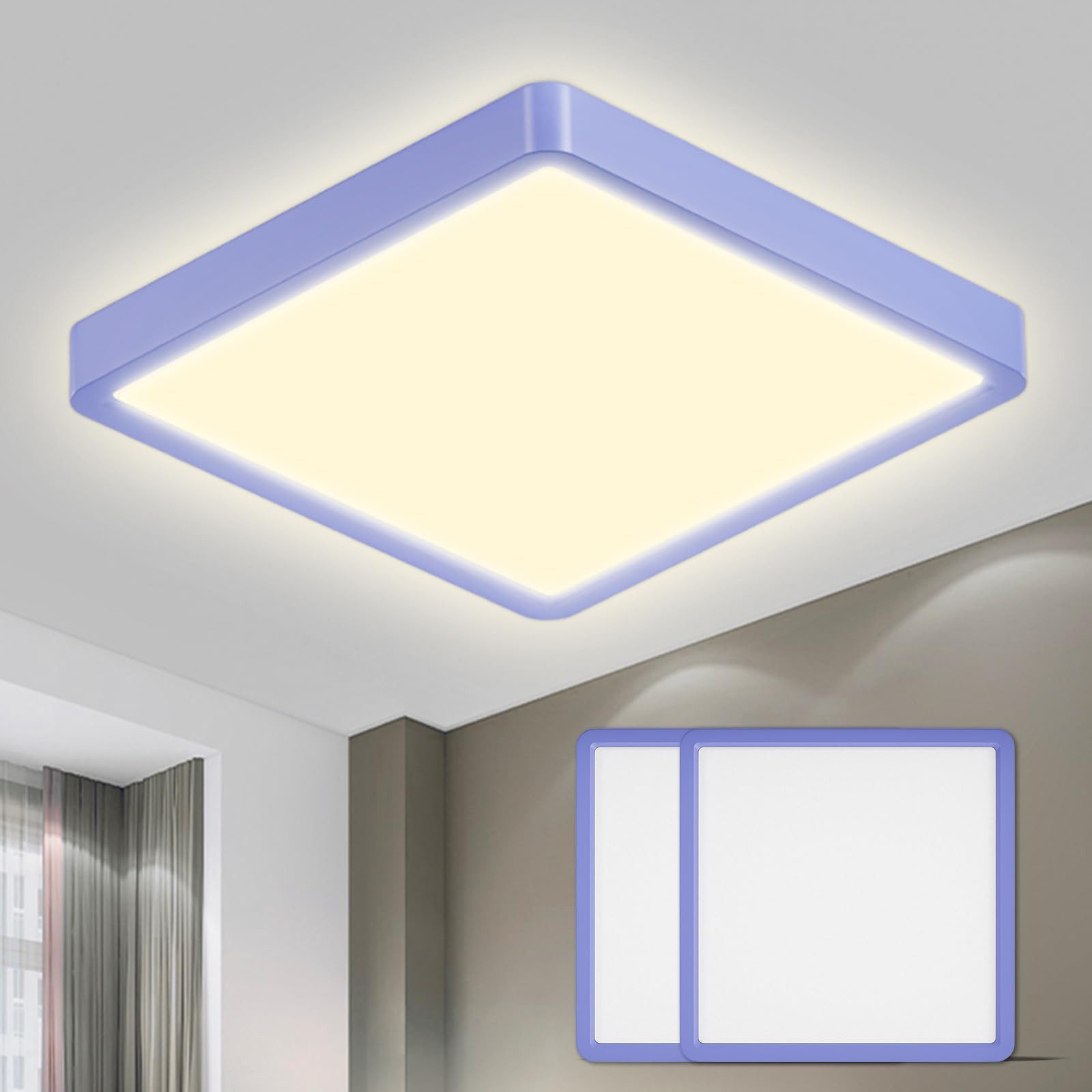 LQWELL LED Deckenleuchte Moderne Natürliche Farben Augenschutz Deckenbeleuchtung Decke 23W, LED fest integriert, 2 ST-Warmweiß (3000K)/ Neutralweiß (4000K)/ Kaltweiß (6000K), für Wohnzimmer Badezimmer Schlafzimmer Küche Balkon Keller Büro
