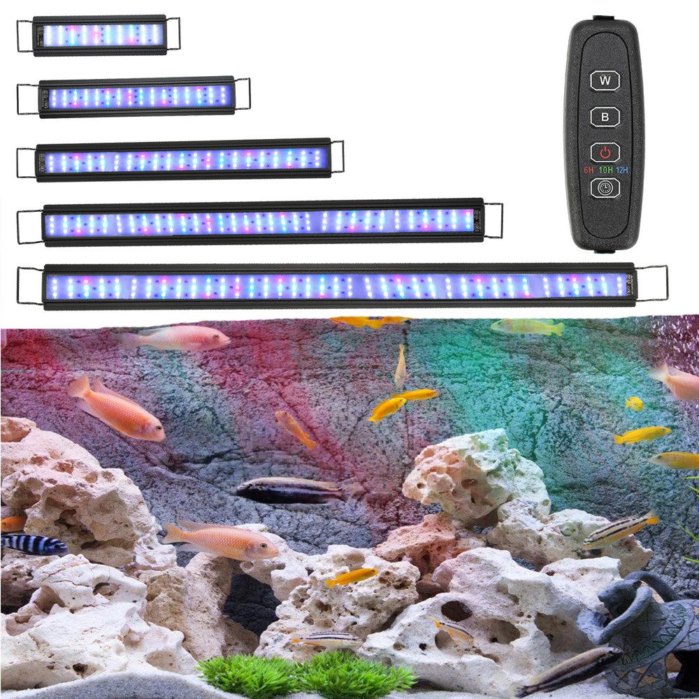 Clanmacy LED Aquariumleuchte 30-130cm LED Aquarium Beleuchtung Mit Ausziehbarer Halterung 10-45W, 18W für 45-70cm