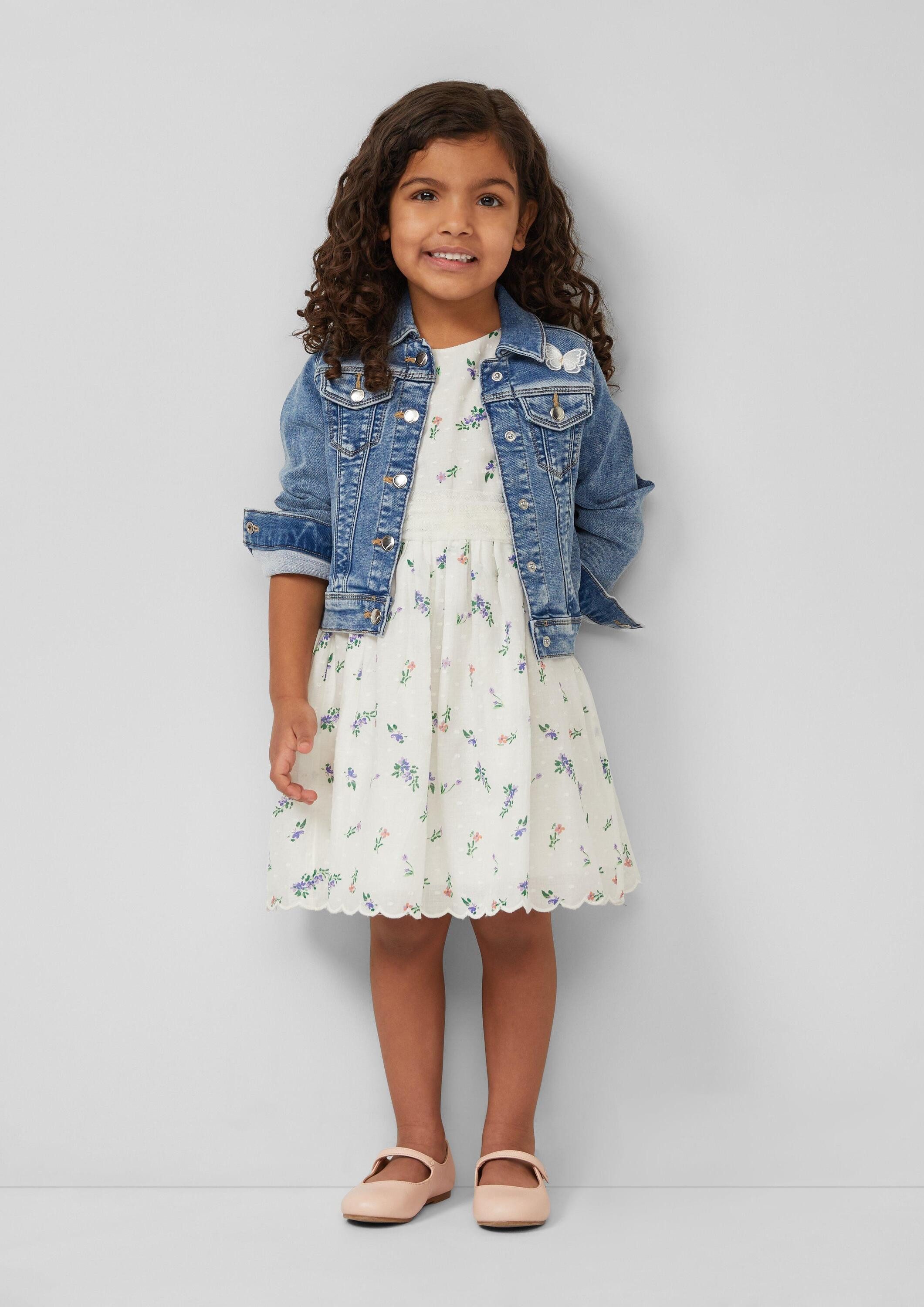 s.Oliver Minikleid Kleid Gemustertes Kleid mit Flügelärmeln und Bindegürtel