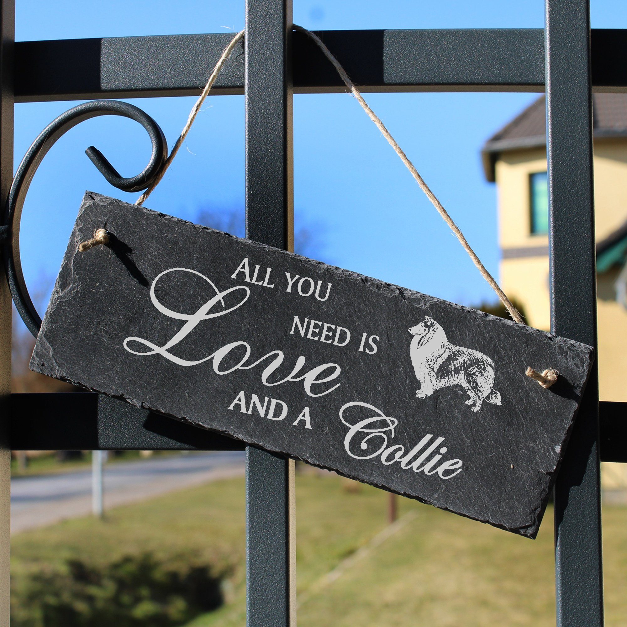 Dekolando Hängedekoration Collie 22x8cm All you need is Love and a Collie