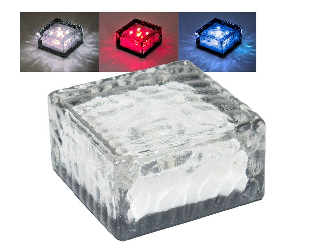 Harms Import Gartenleuchte, LED-Leuchtmittel fest verbaut, 3er Set LED Solar Leuchten Glas Eis Würfel Außen Beleuchtungen IP44